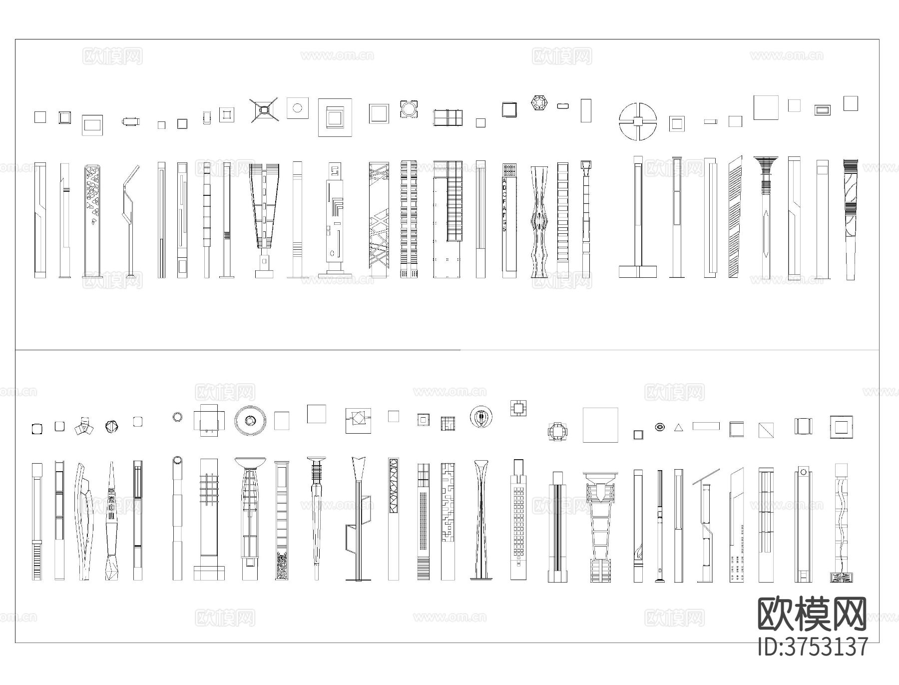 景观灯CAD图库下载（渲染图7）