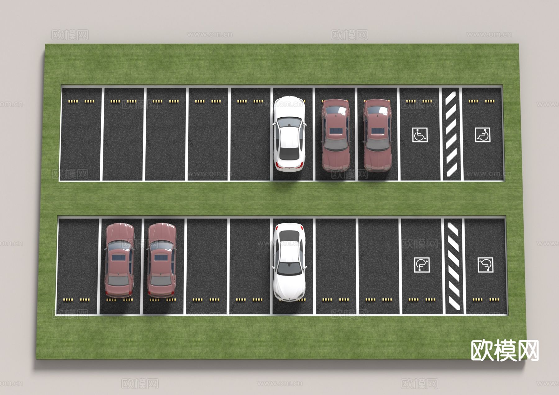 户外停车场 停车位 公共停车场3d模型