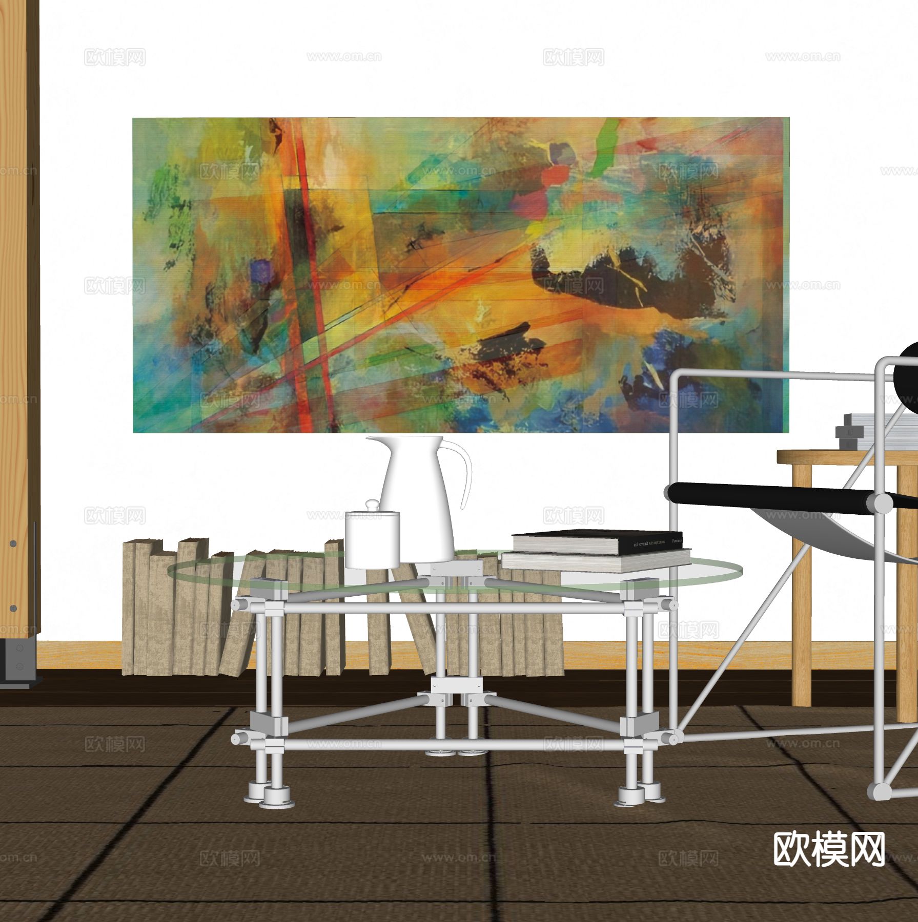 现代茶几 圆几su模型下载（渲染图1）