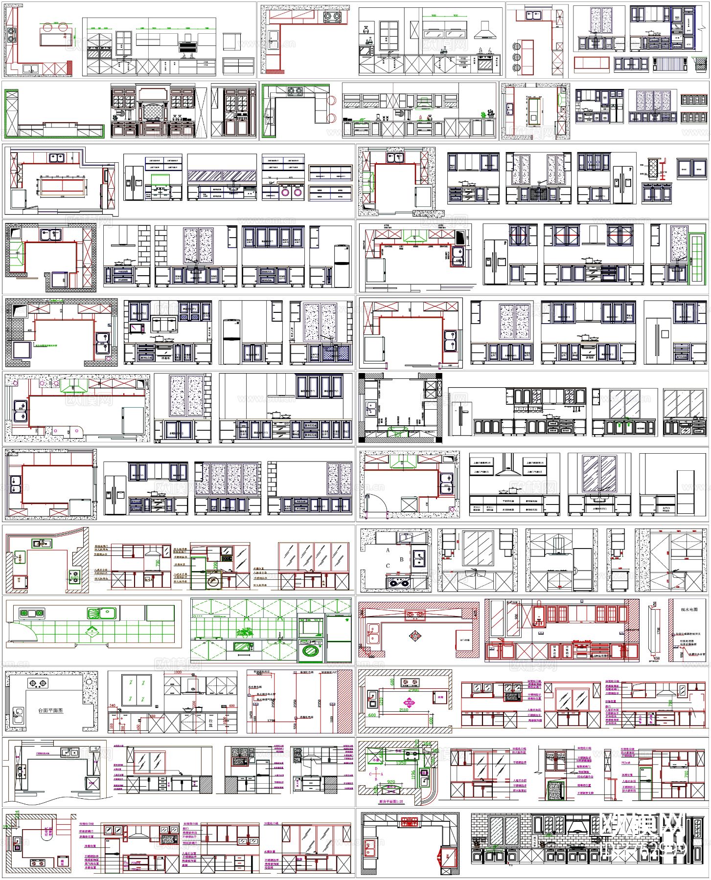 橱柜CAD图库下载（渲染图2）