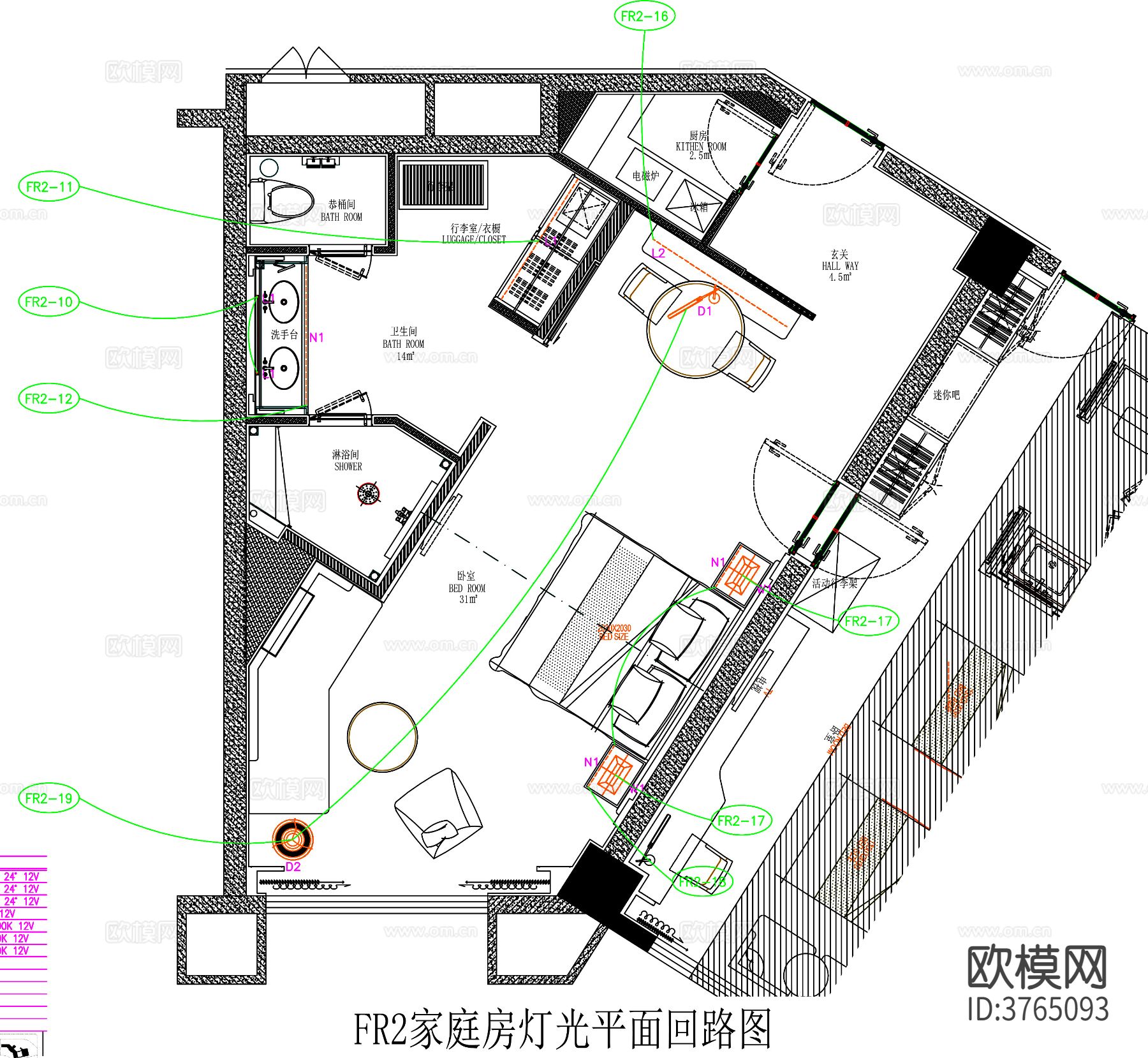 酒店客房 酒店房间 客房平面图 房间平面布局 客房平面布置cad施工图