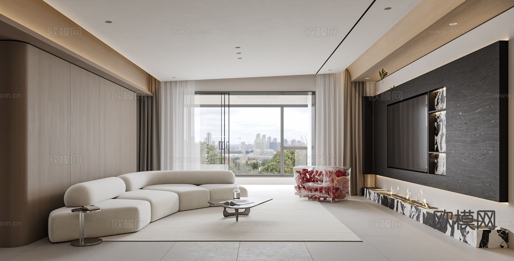 意式极简客餐厅3d模型下载（渲染图1）