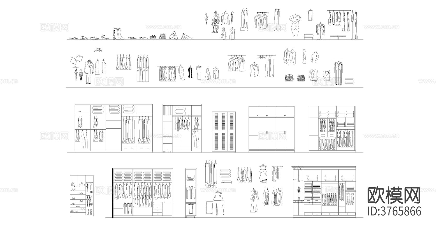 衣服衣橱柜衣架cad图库