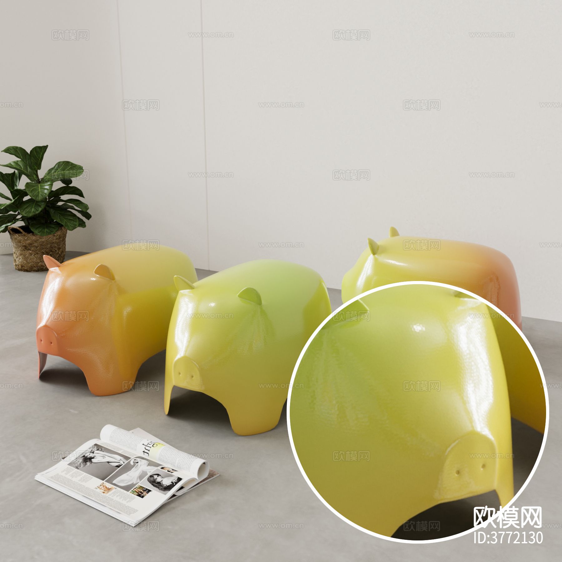 凳子 高光塑料材质下载