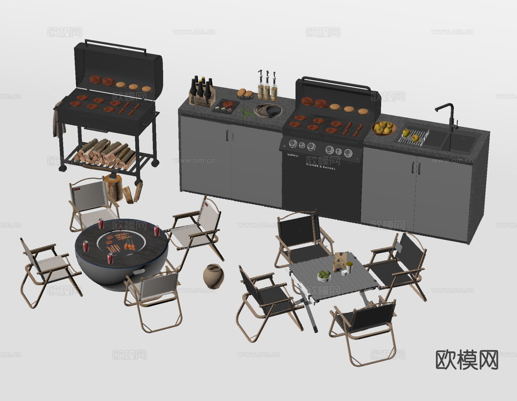 烧烤架 户外桌椅 休闲桌椅su模型