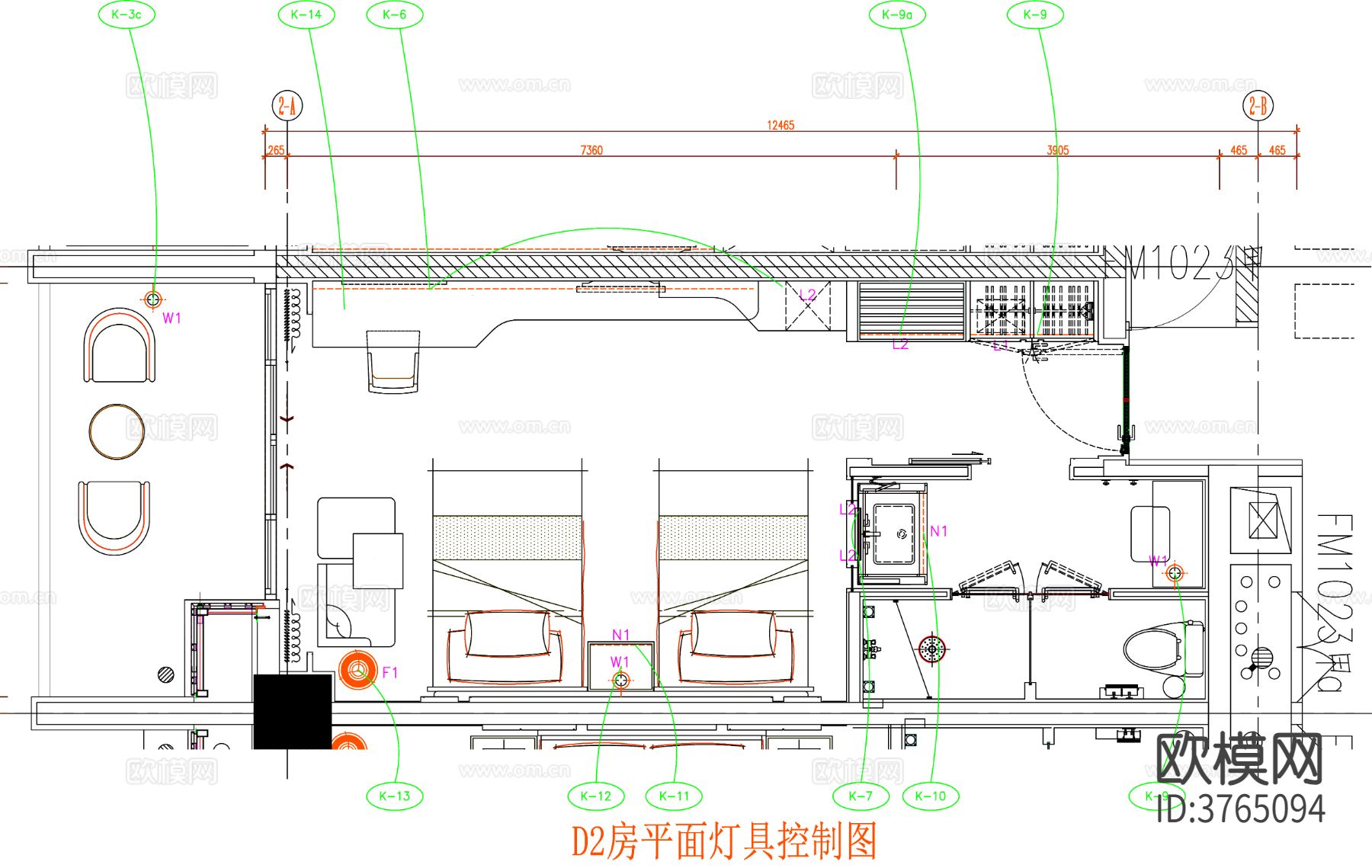 酒店客房 酒店房间 客房平面图 房间平面布局 客房平面布置cad施工图