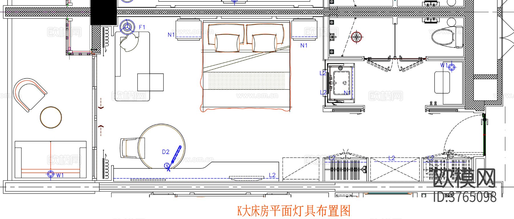 酒店客房 酒店房间 客房平面图 房间平面布局 客房平面布置cad施工图