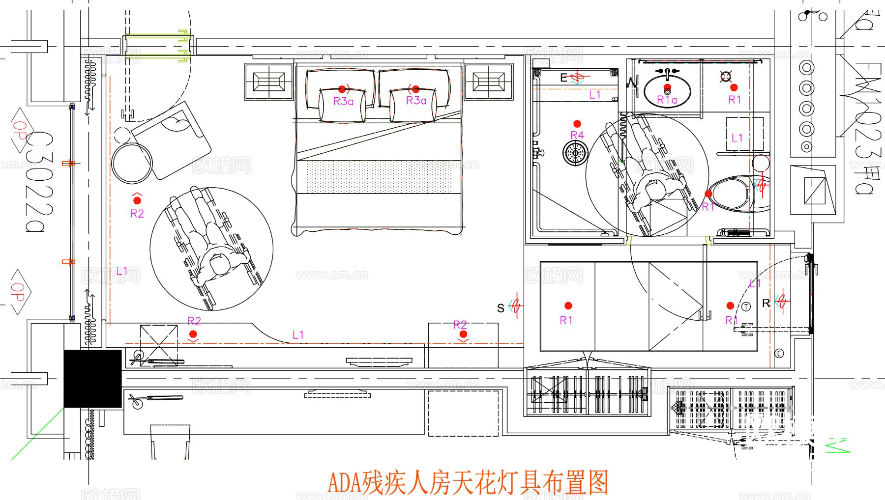 酒店客房 酒店房间 客房平面图 房间平面布局 客房平面布置cad施工图