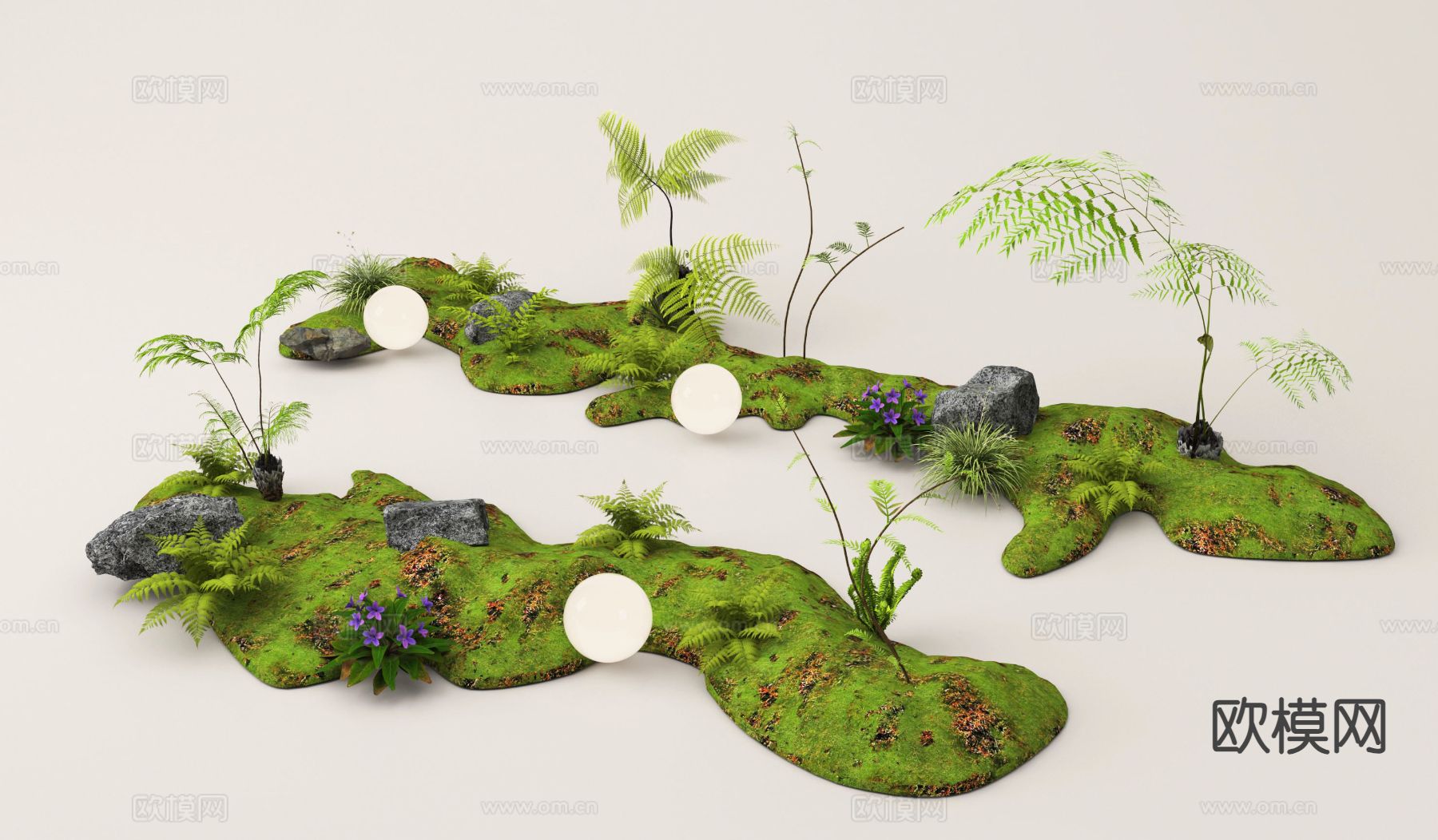 苔藓造景 植物堆 微地形 植物造景3d模型