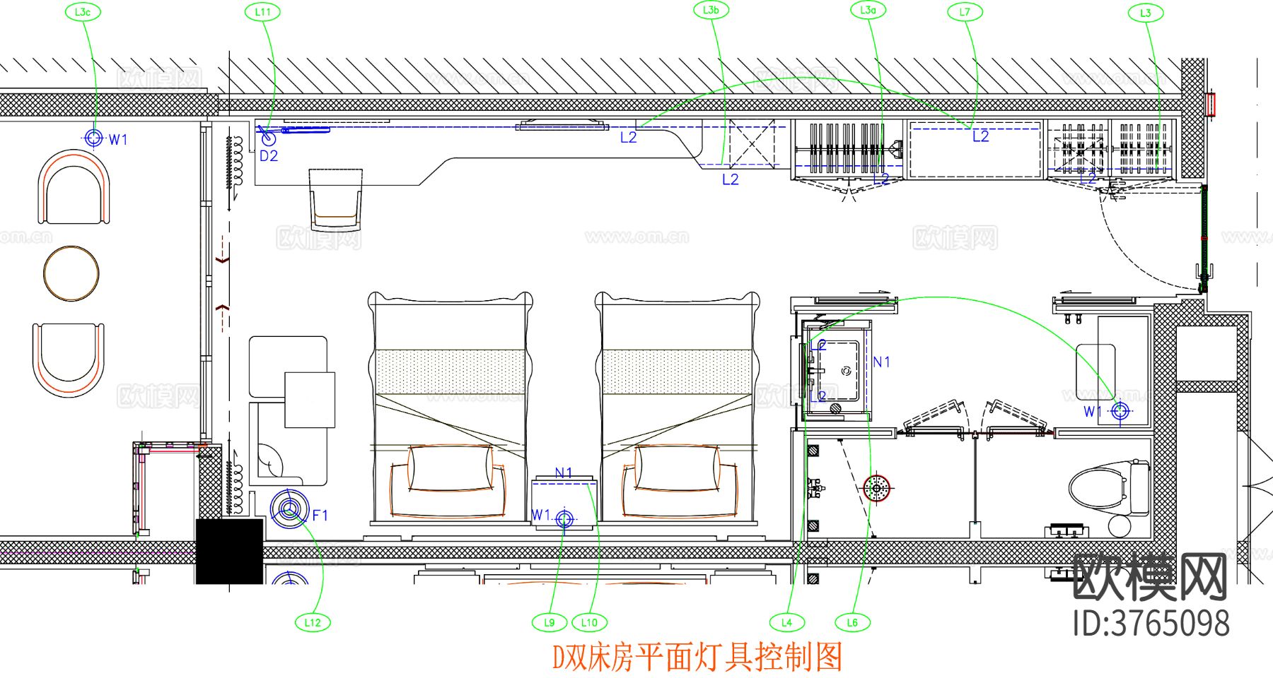 酒店客房 酒店房间 客房平面图 房间平面布局 客房平面布置cad施工图