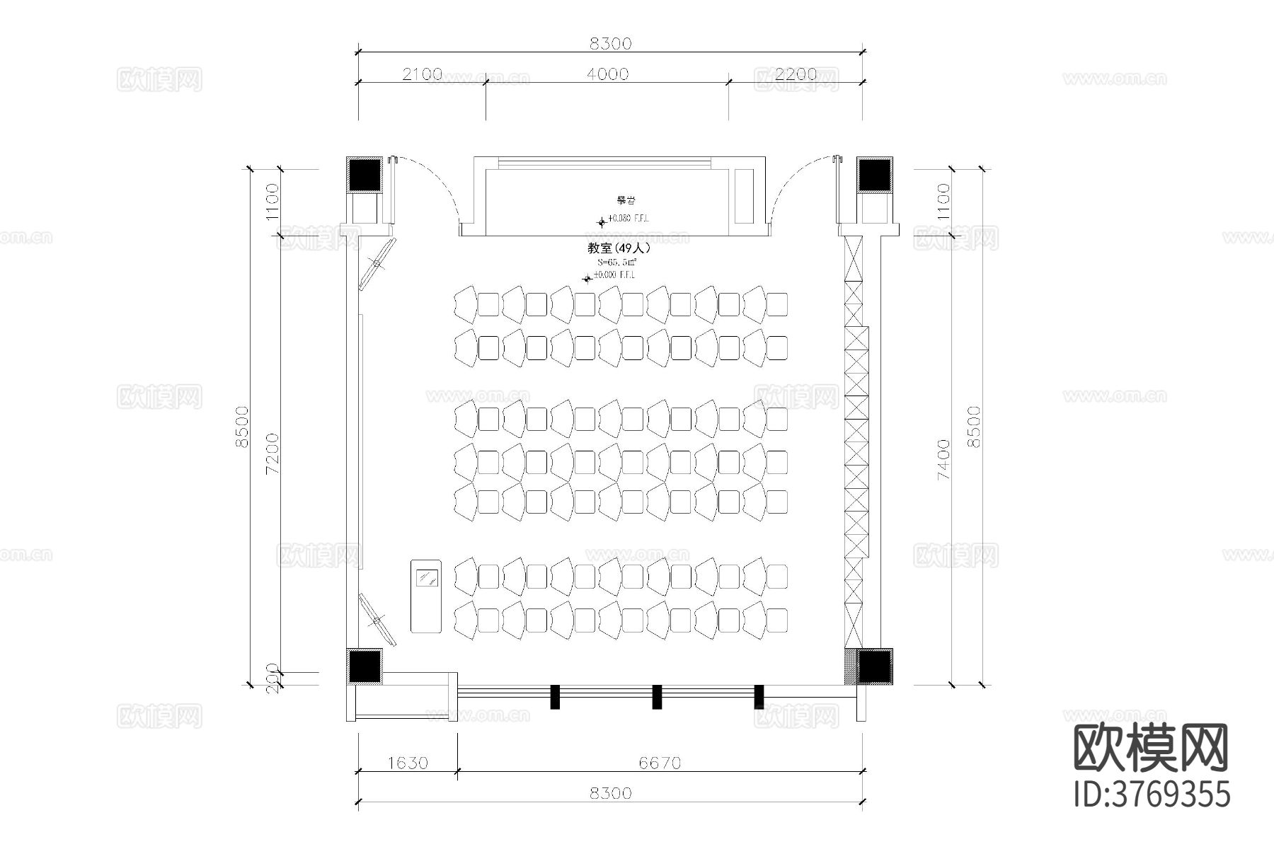 学校教室cad图库