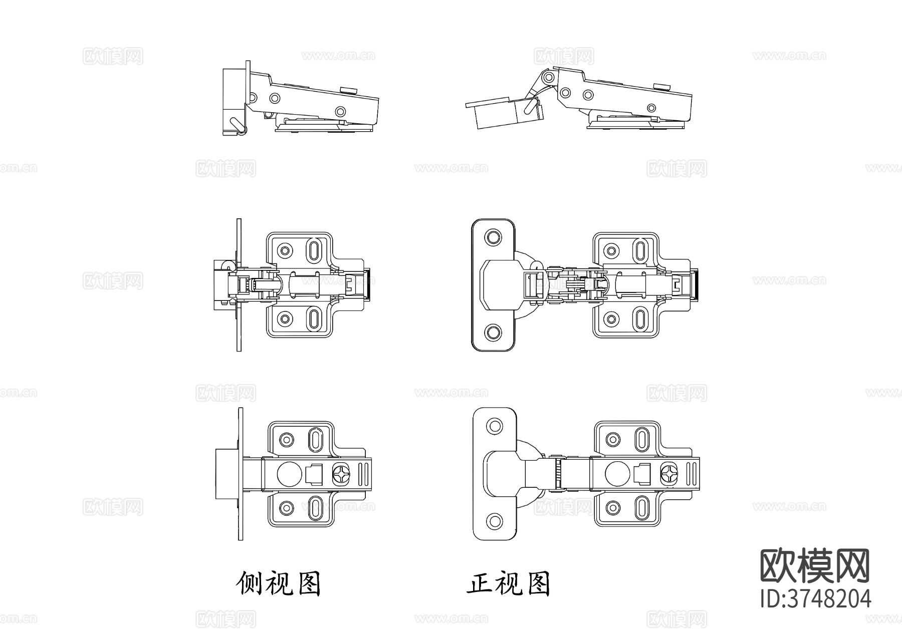 现代橱柜铰链cad平面图