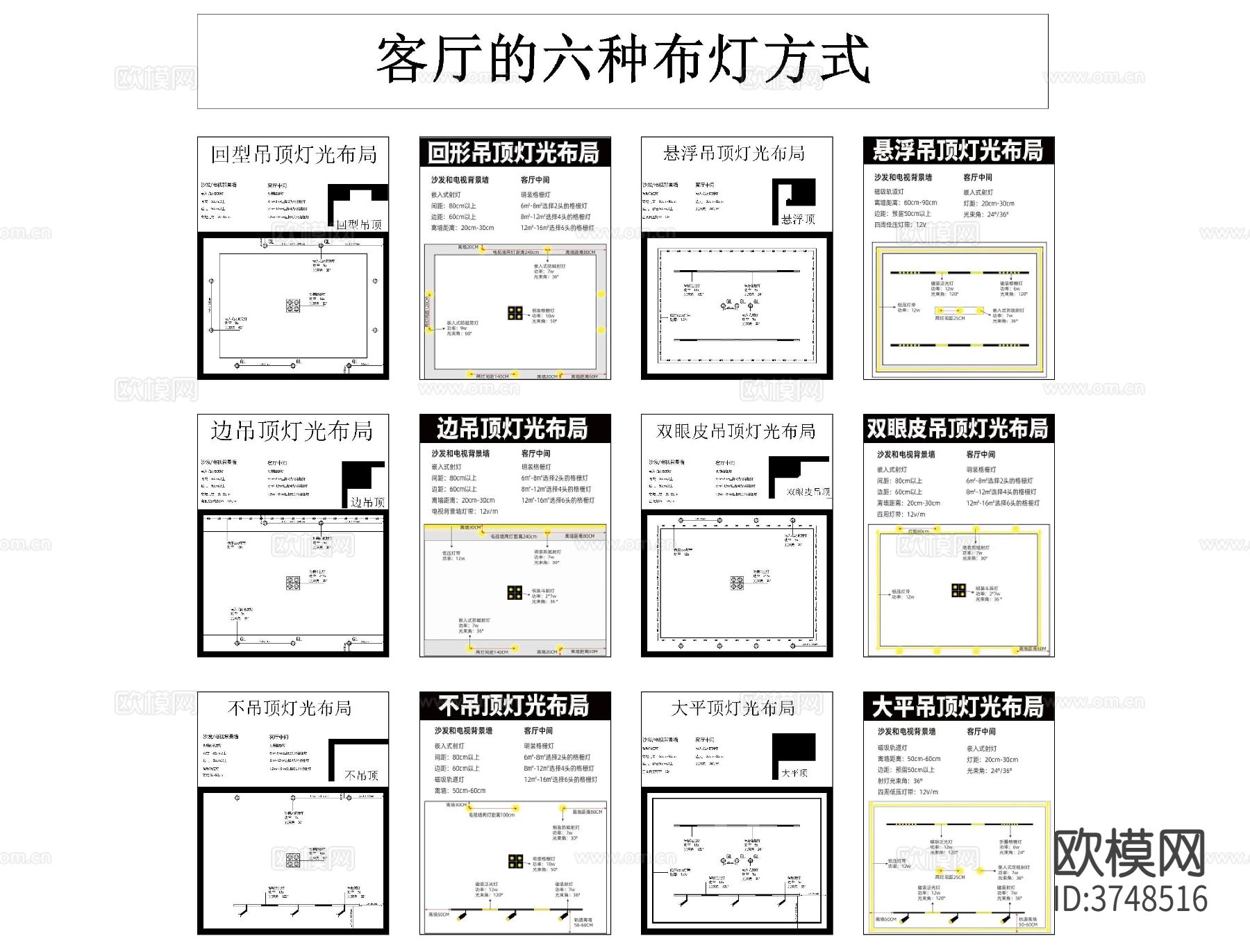 无主灯吊顶布置CAD大样图