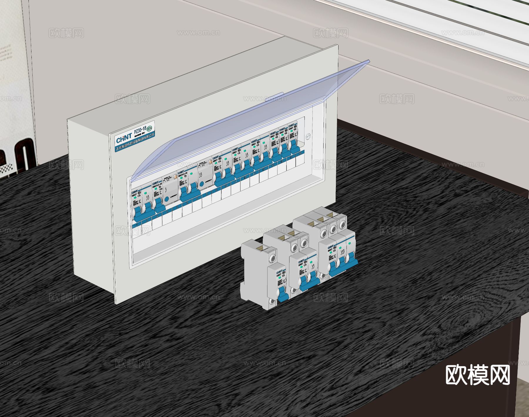 强电箱 电路总开关su模型