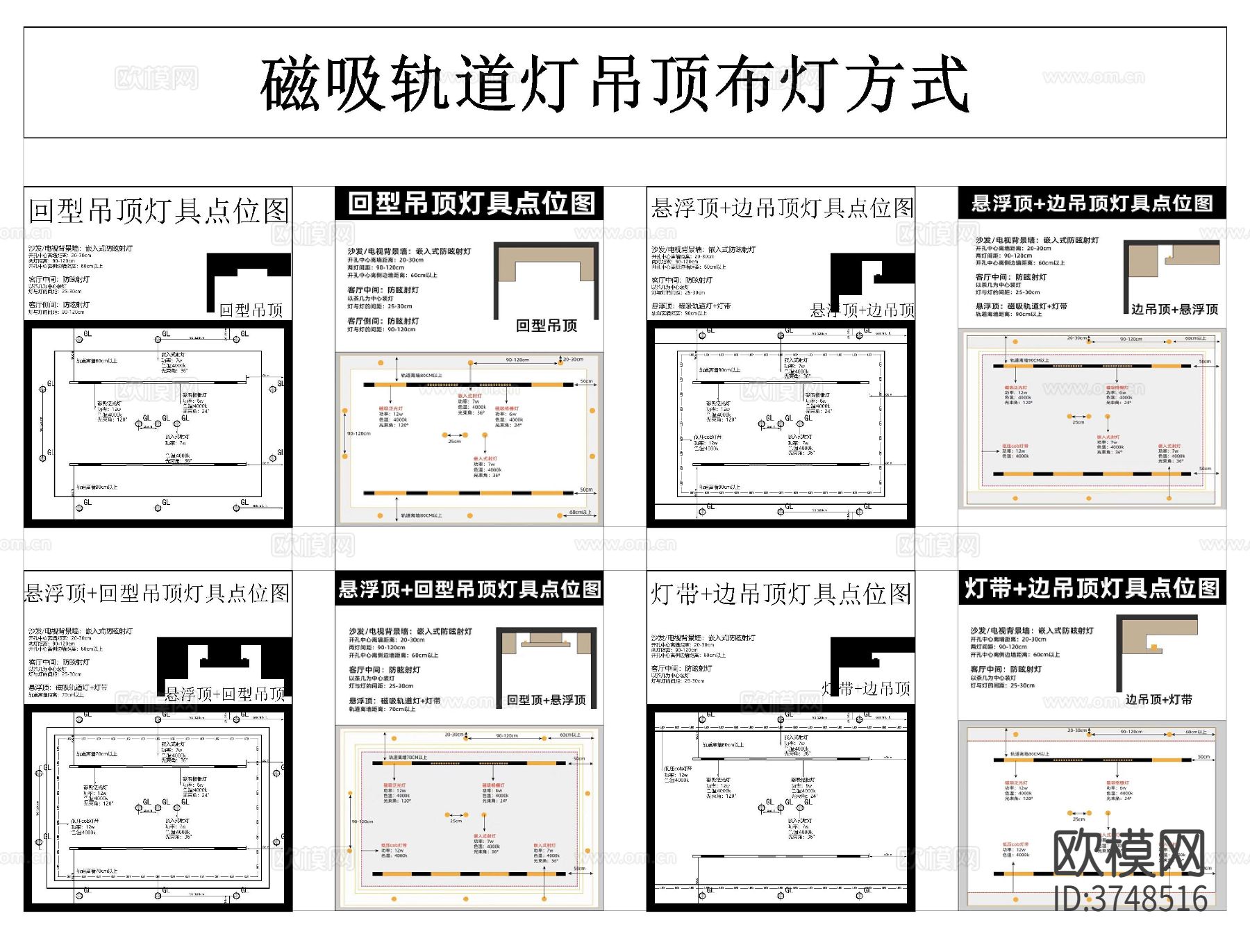 无主灯吊顶布置CAD大样图