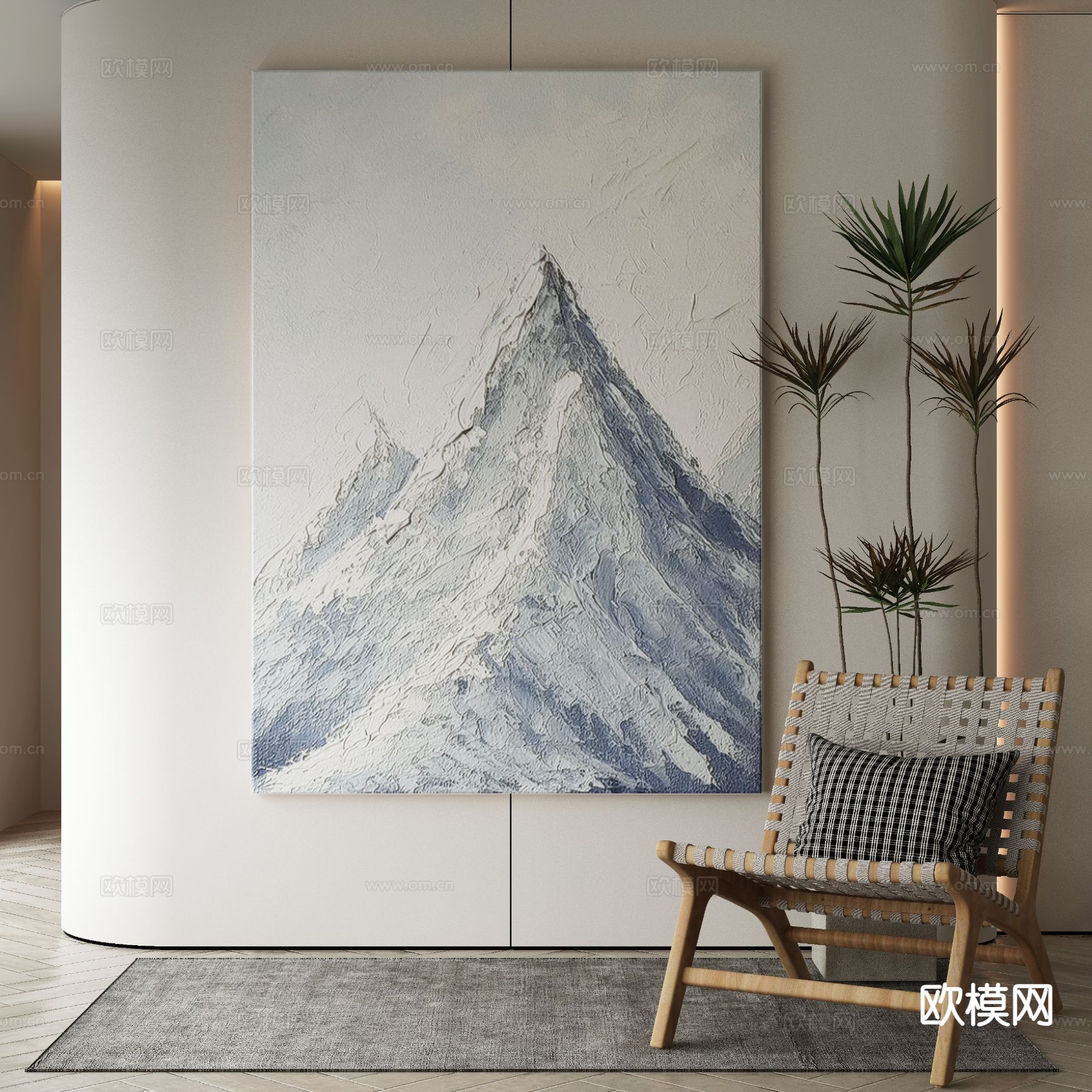 现代装饰画 山峰油画3d模型