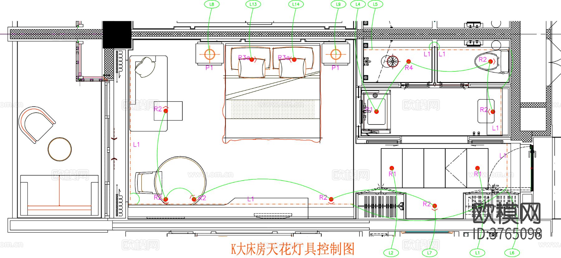 酒店客房 酒店房间 客房平面图 房间平面布局 客房平面布置cad施工图