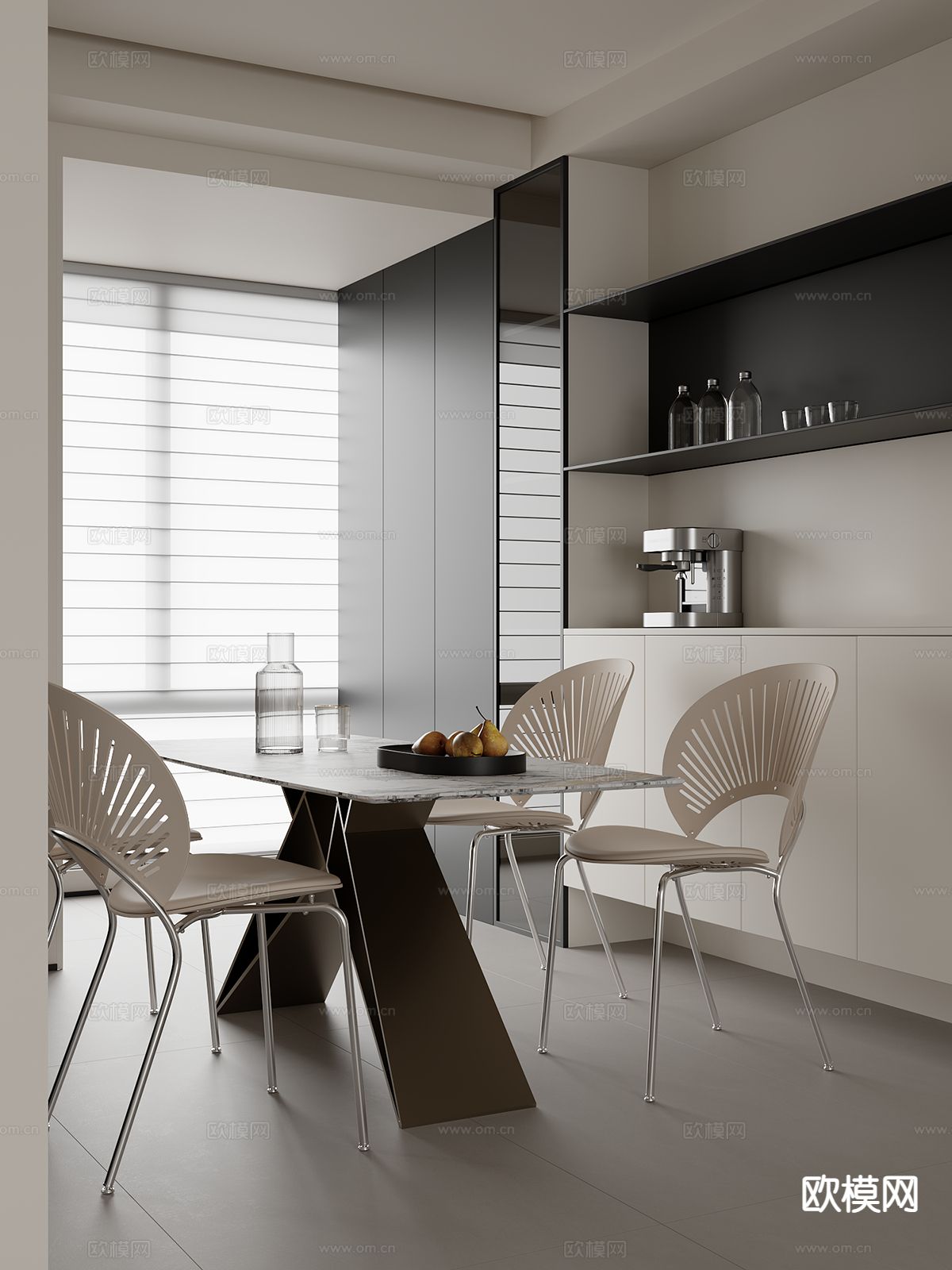 现代餐桌椅3d模型下载