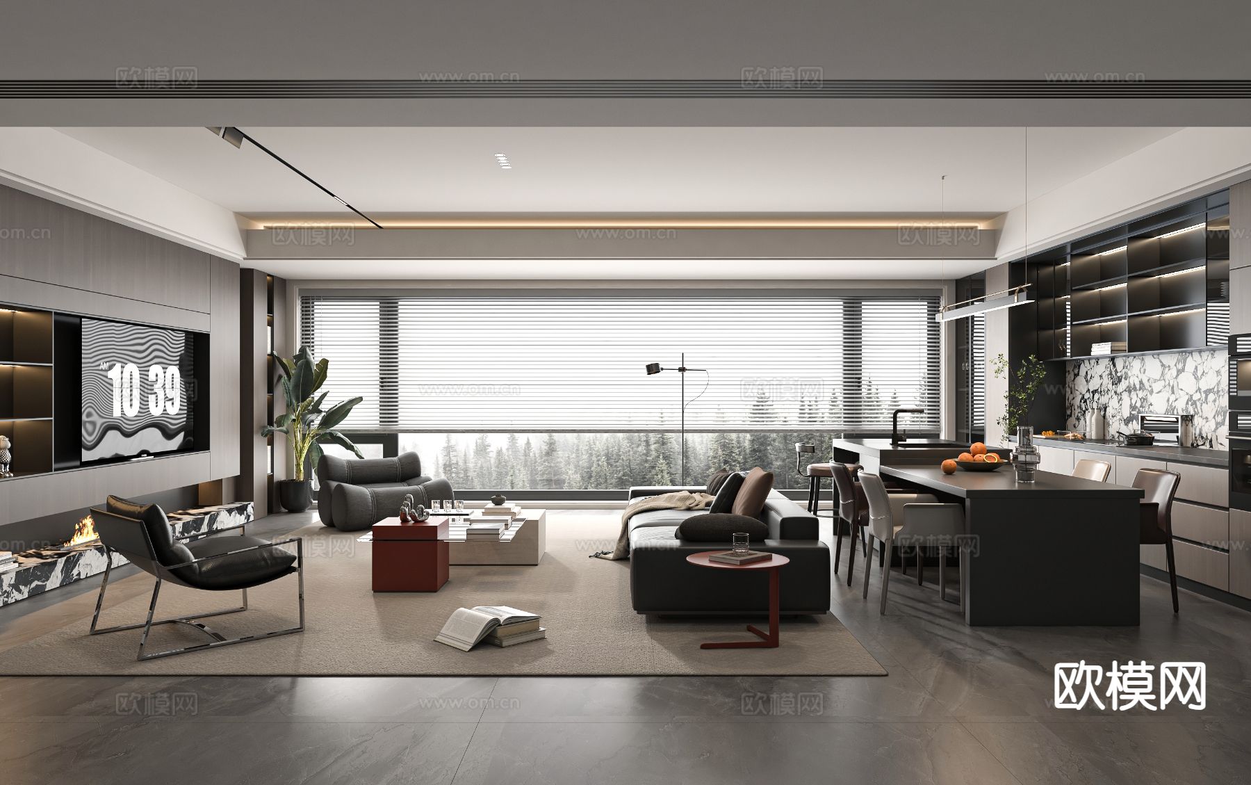 意式客餐厅3d模型下载