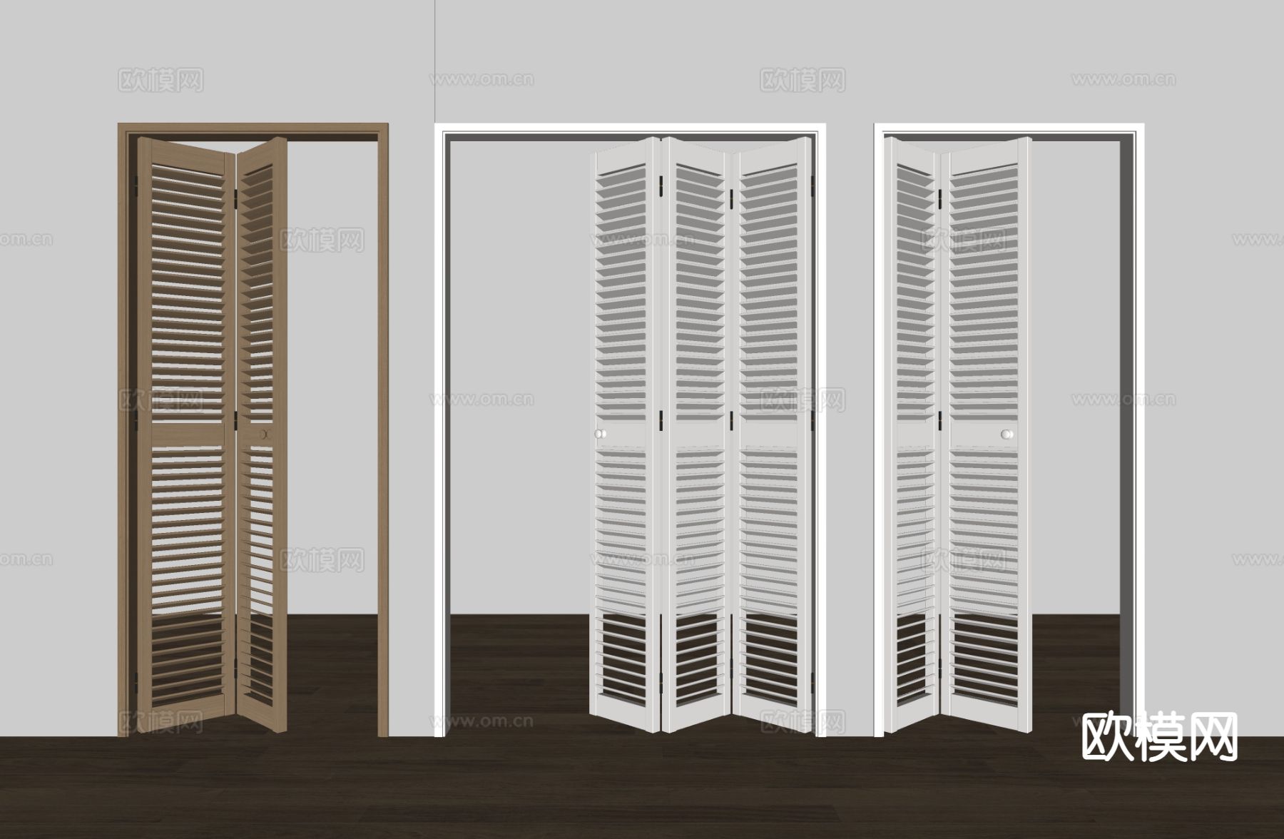 现代折叠门 百叶折叠门su模型