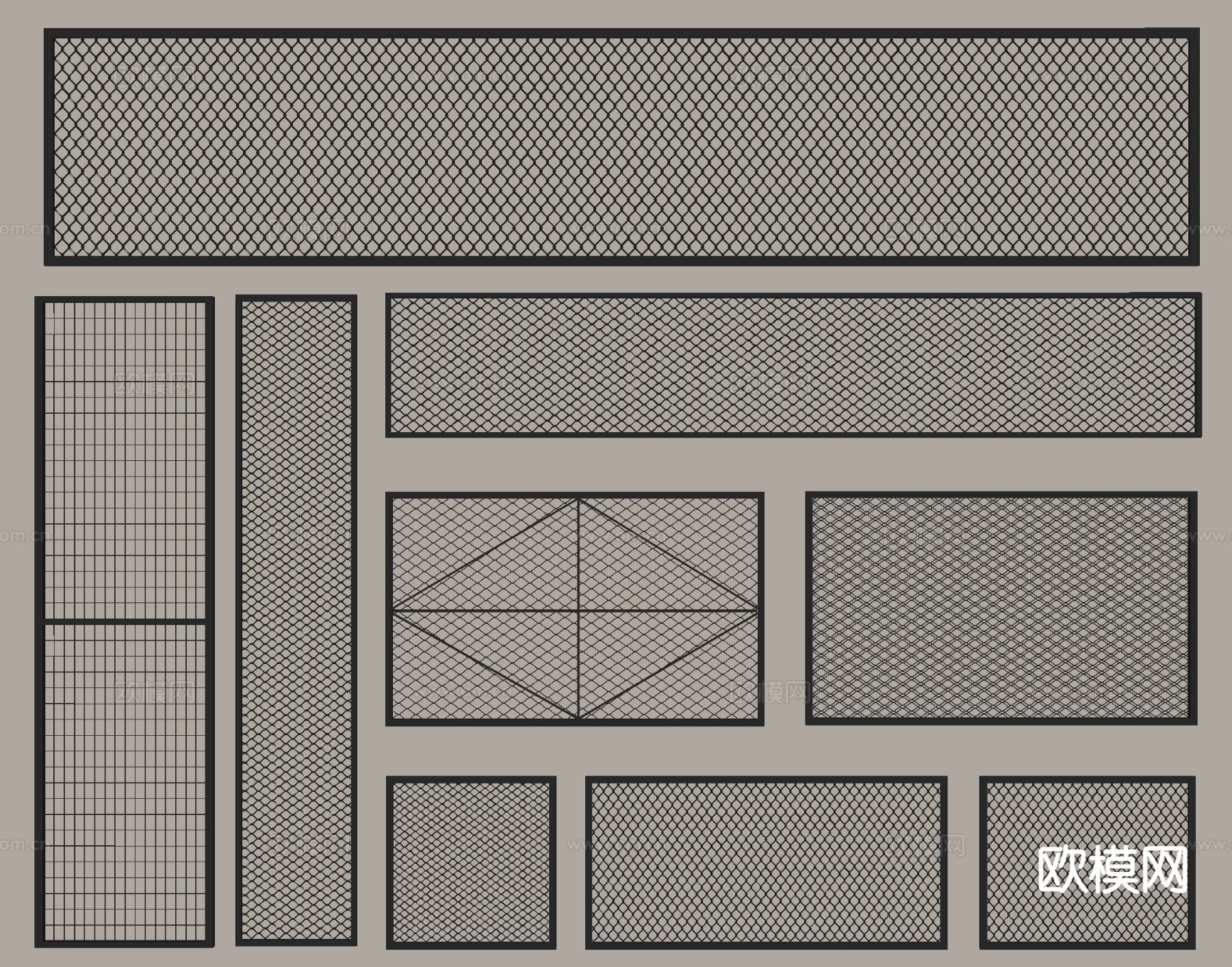 铁丝网 护栏 围墙 拦河网su模型