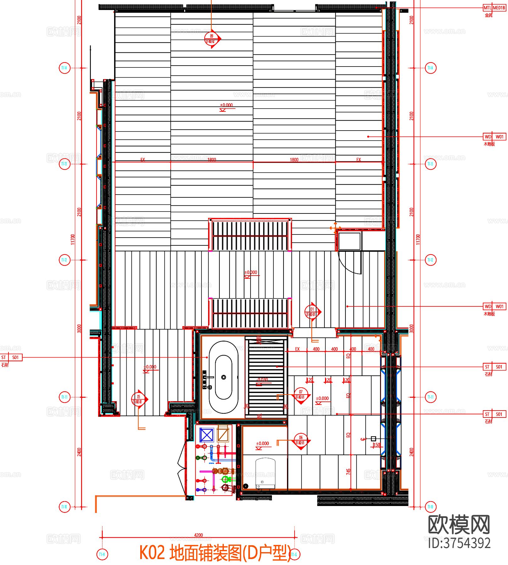 酒店客房cad平面图