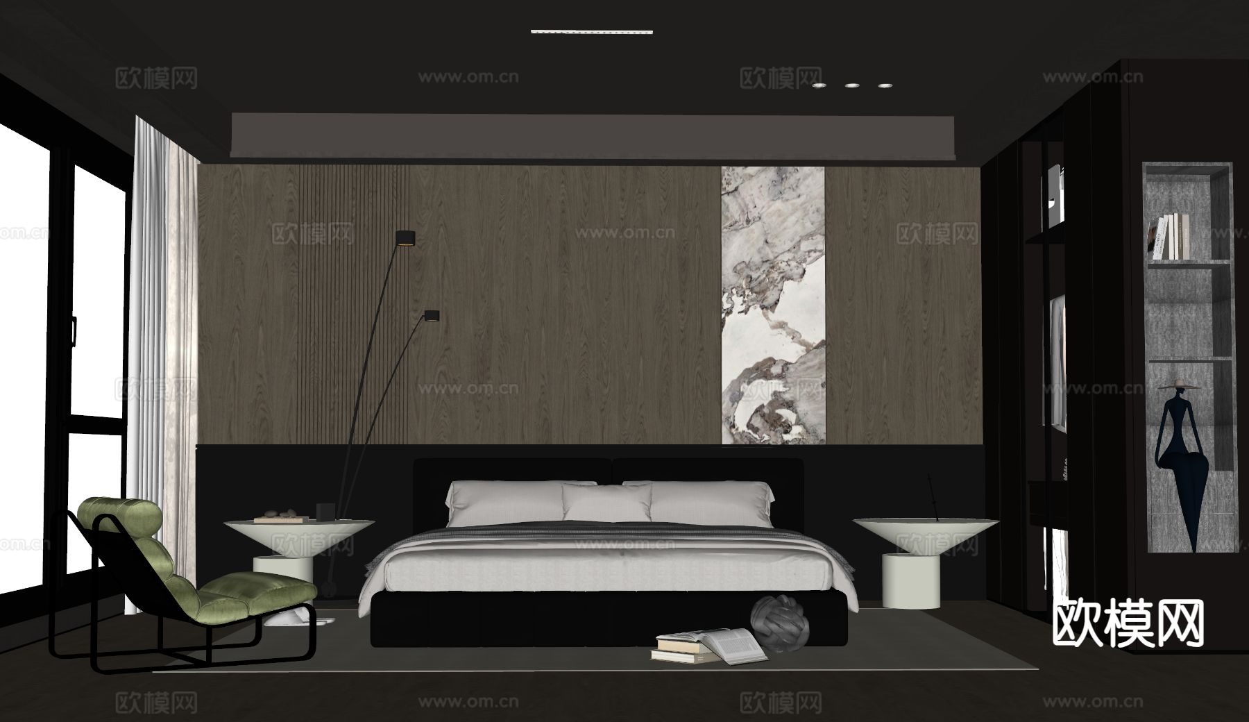 意式卧室 主卧su模型下载（渲染图1）