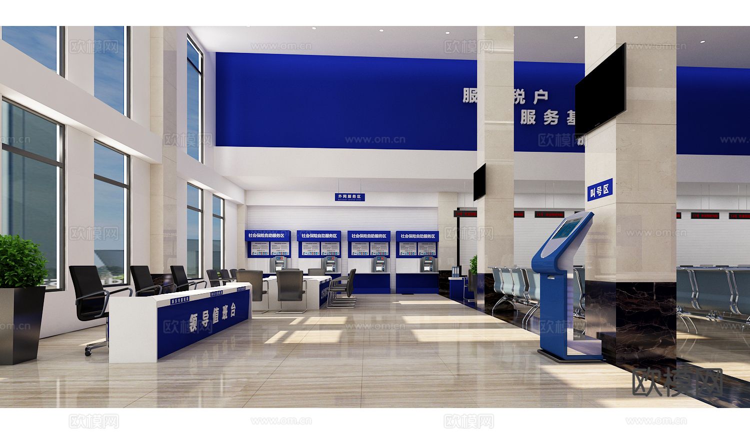 现代国税局大厅3d模型下载（渲染图3）