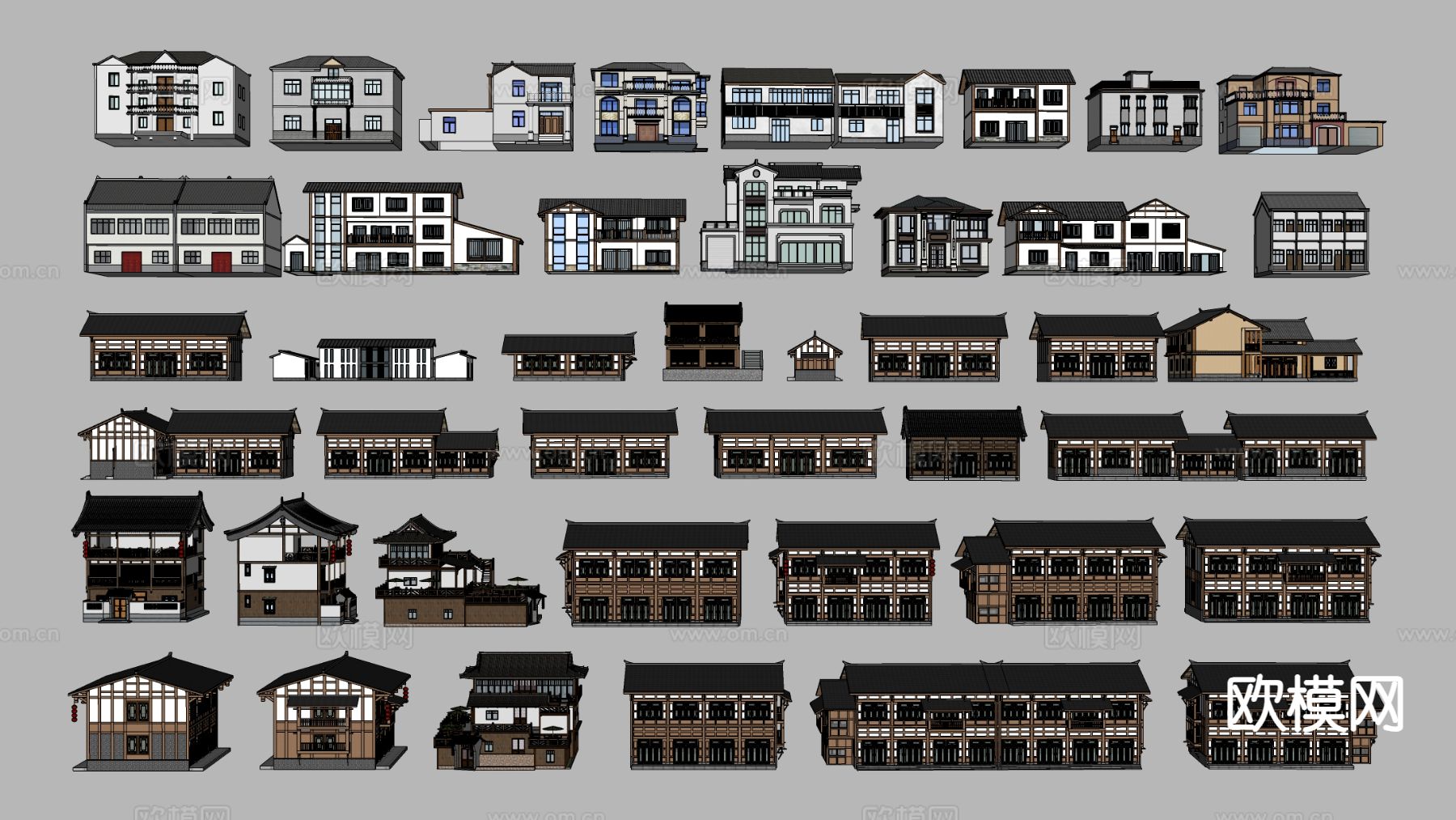 新中式乡村民房 自建房 乡村建筑su模型