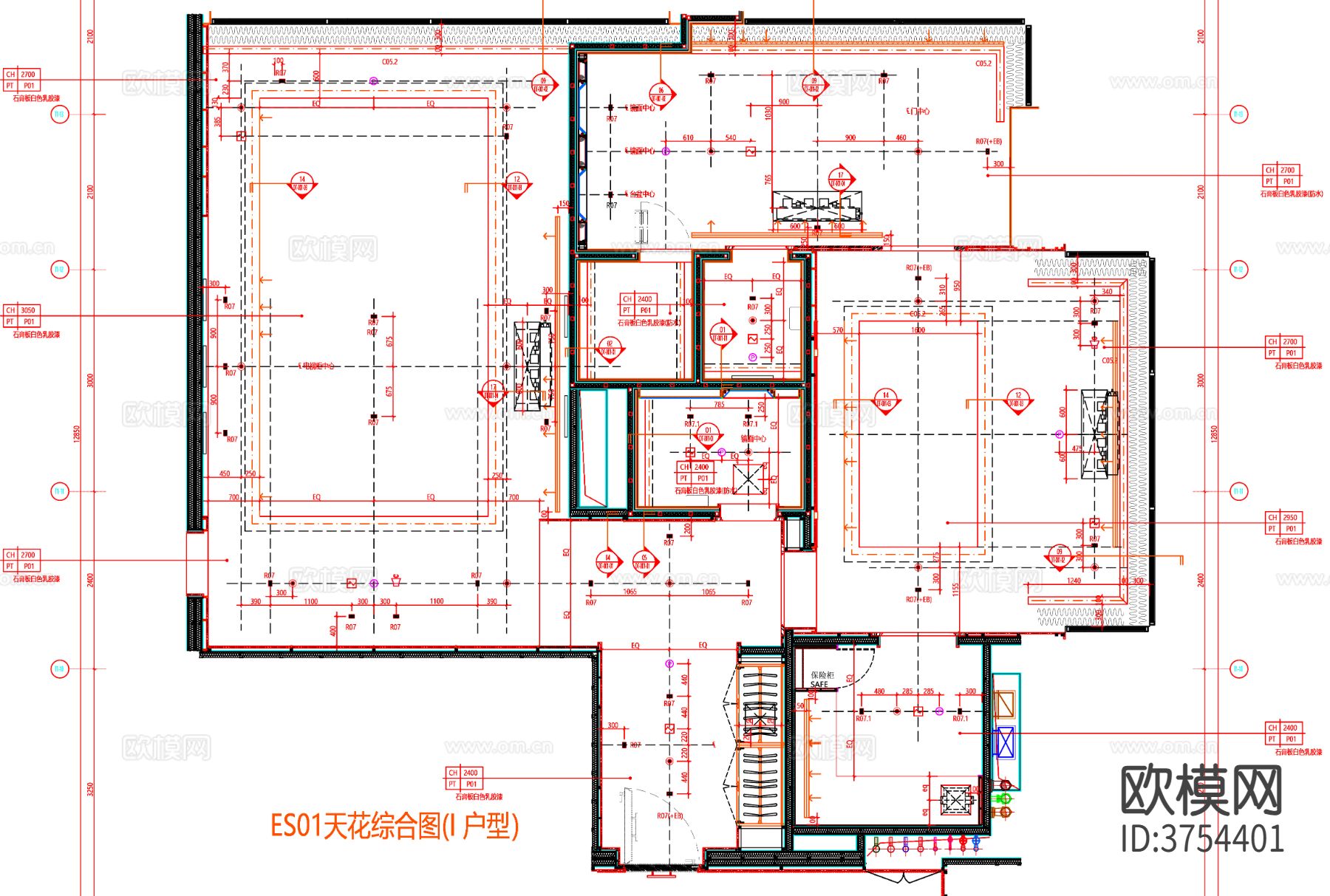 酒店客房cad平面图