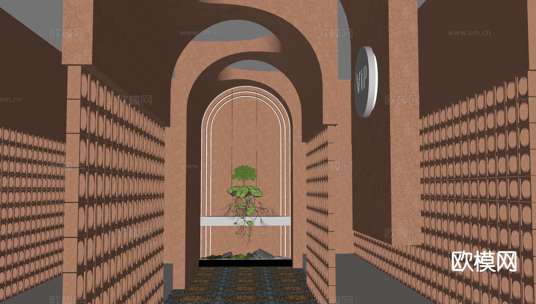 侘寂走廊 通道su模型下载（渲染图1）