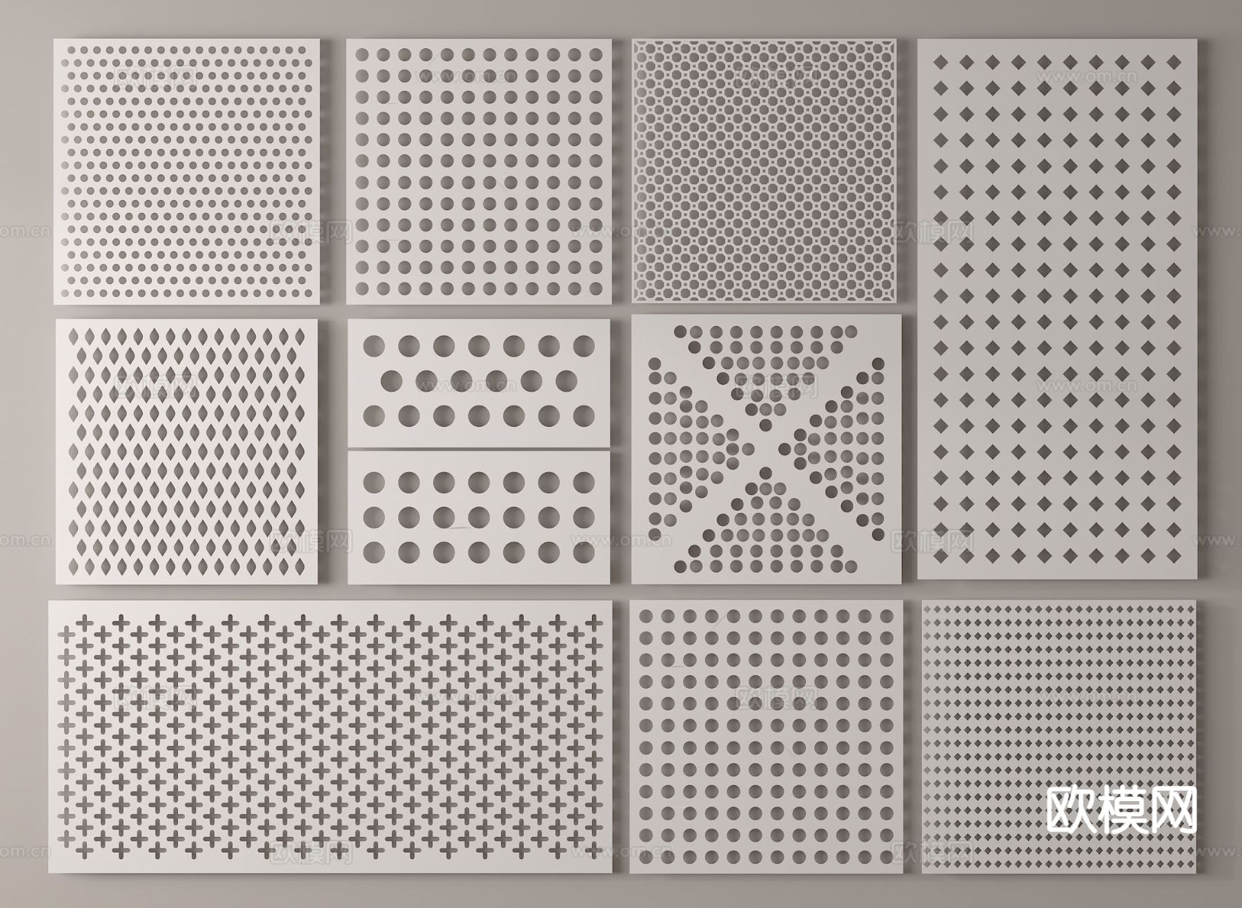 现代冲孔板 穿孔板 外墙板su模型