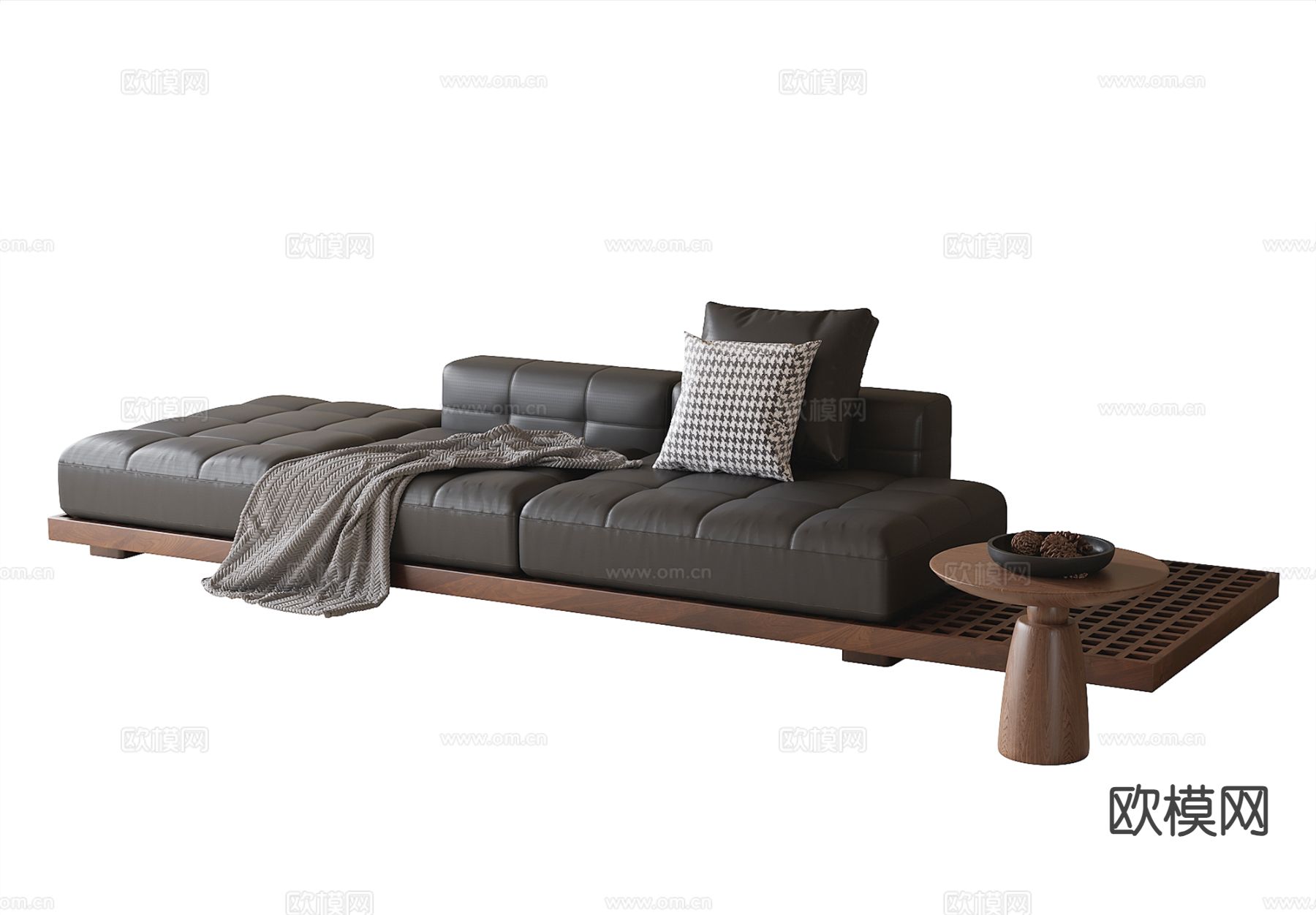 中古风多人沙发 皮革沙发3d模型下载