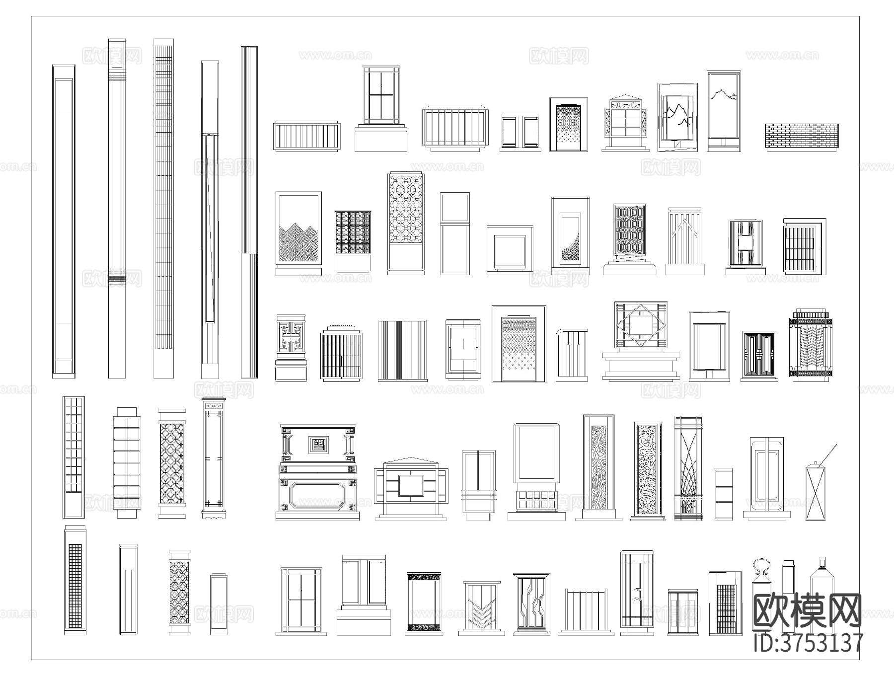 景观灯CAD图库下载（渲染图4）