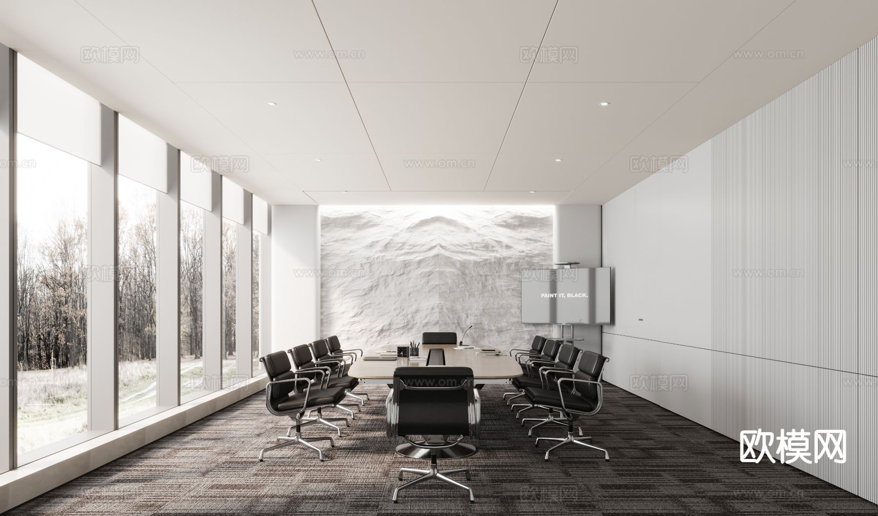 高级灰会议室3d模型下载
