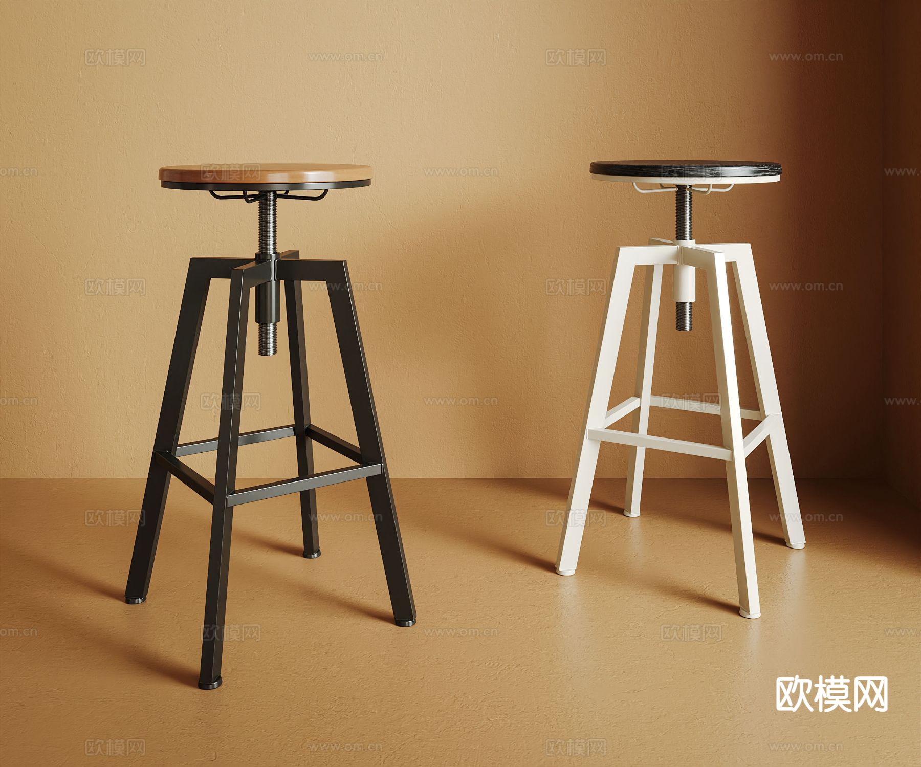 侘寂吧椅 吧凳 高脚凳3d模型下载