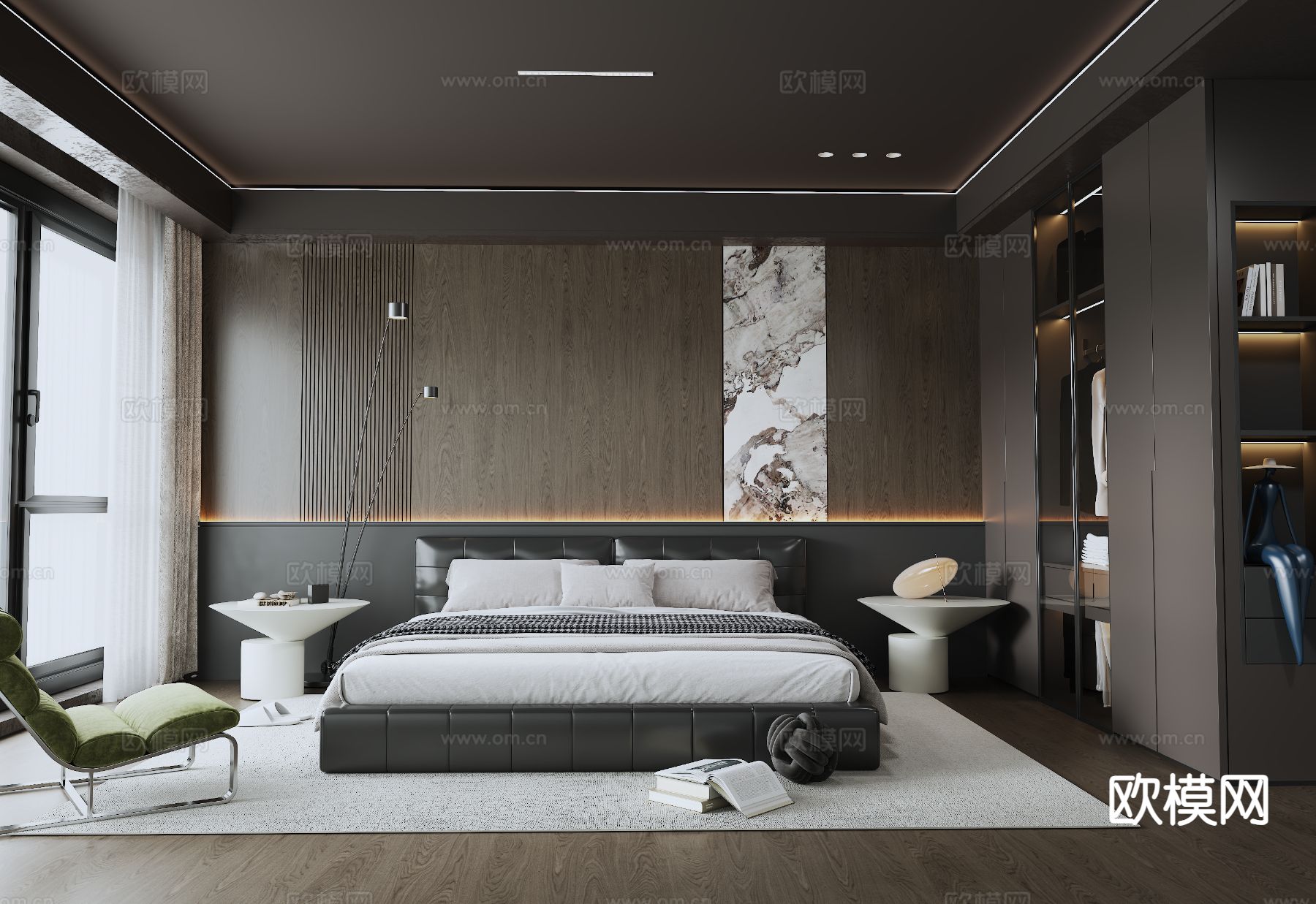 意式卧室 主卧su模型下载（渲染图2）