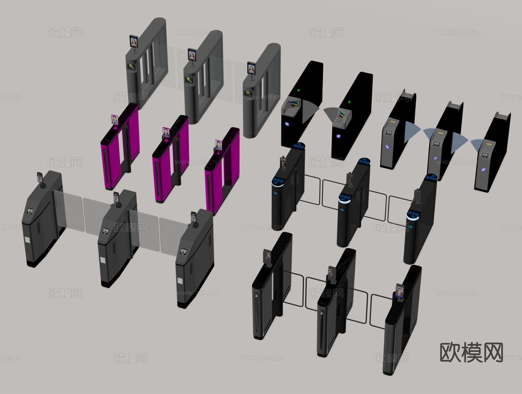 门禁机 闸机 安检门 感应门su模型