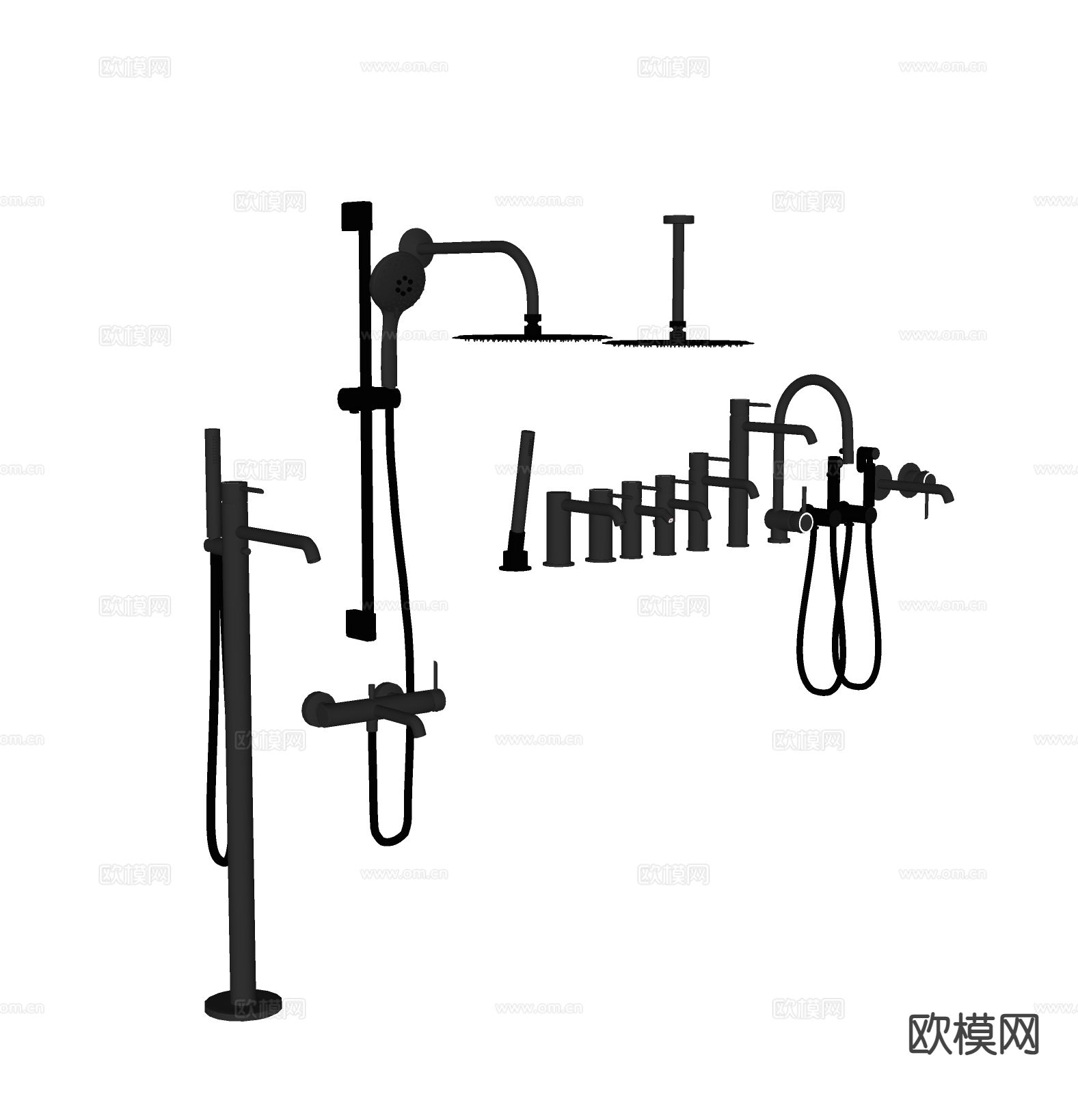 现代卫浴小件 花洒 水龙头su模型