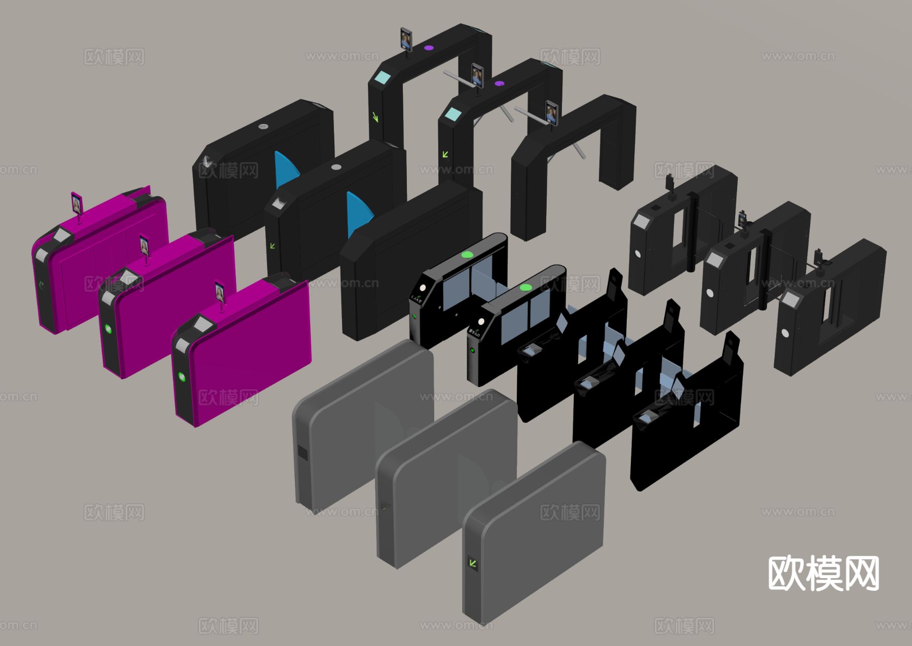 自动门 闸机 安检门 门禁su模型