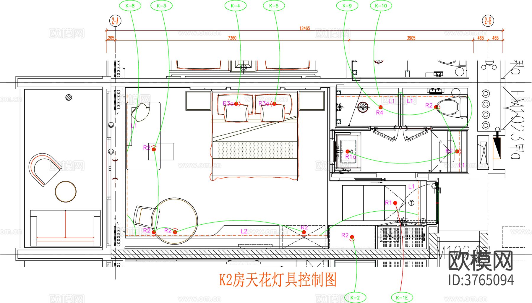 酒店客房 酒店房间 客房平面图 房间平面布局 客房平面布置cad施工图