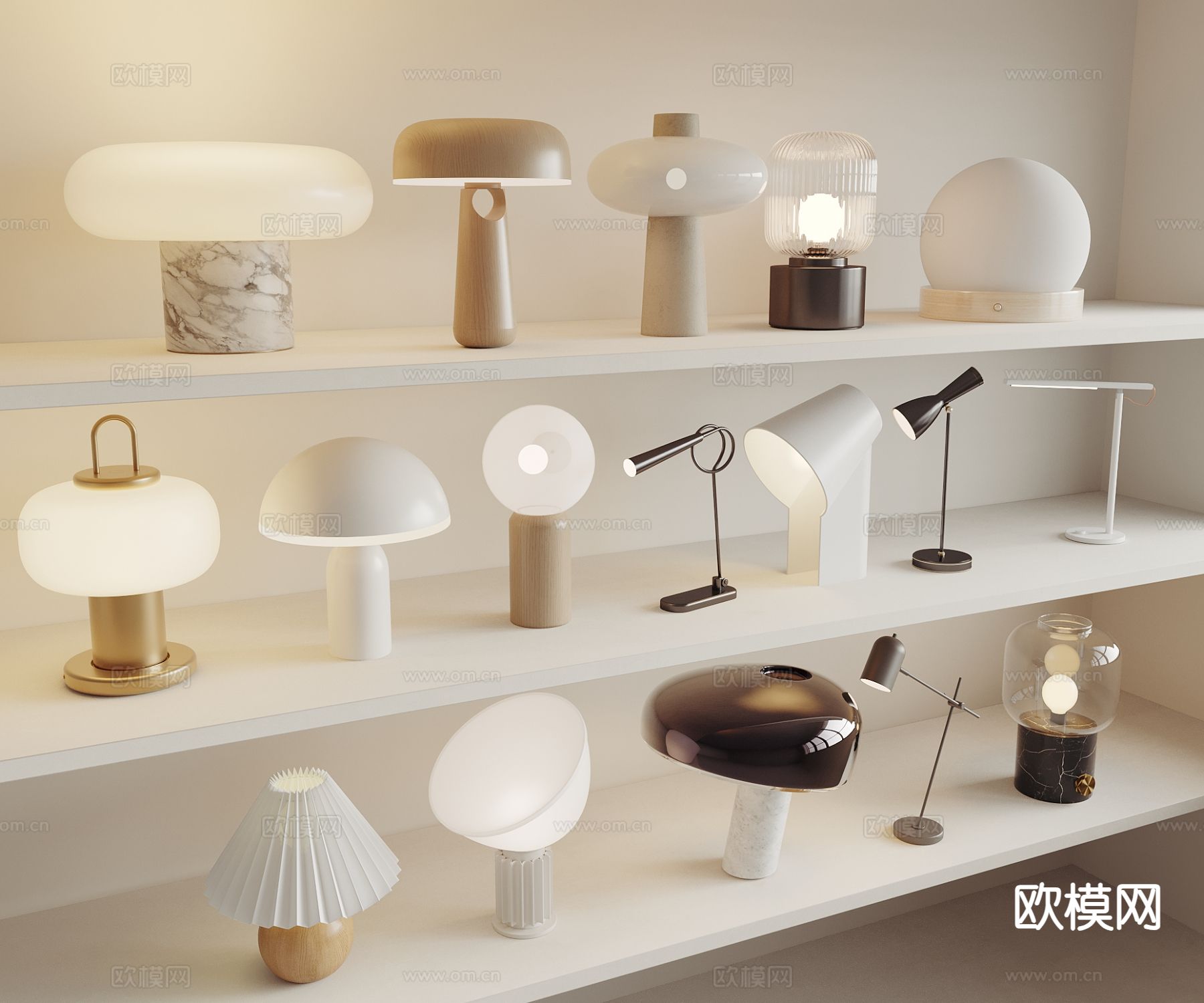 奶油风台灯 蘑菇灯3d模型下载