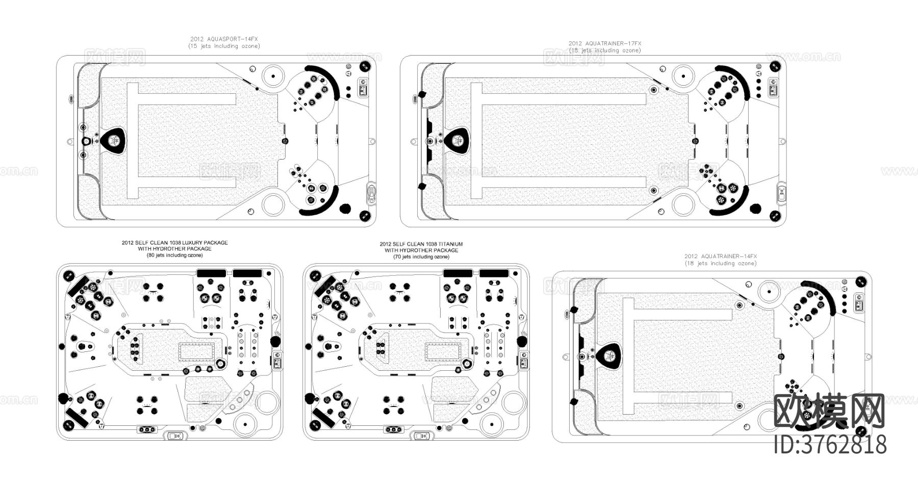 SAP水疗浴缸CAD三视图下载