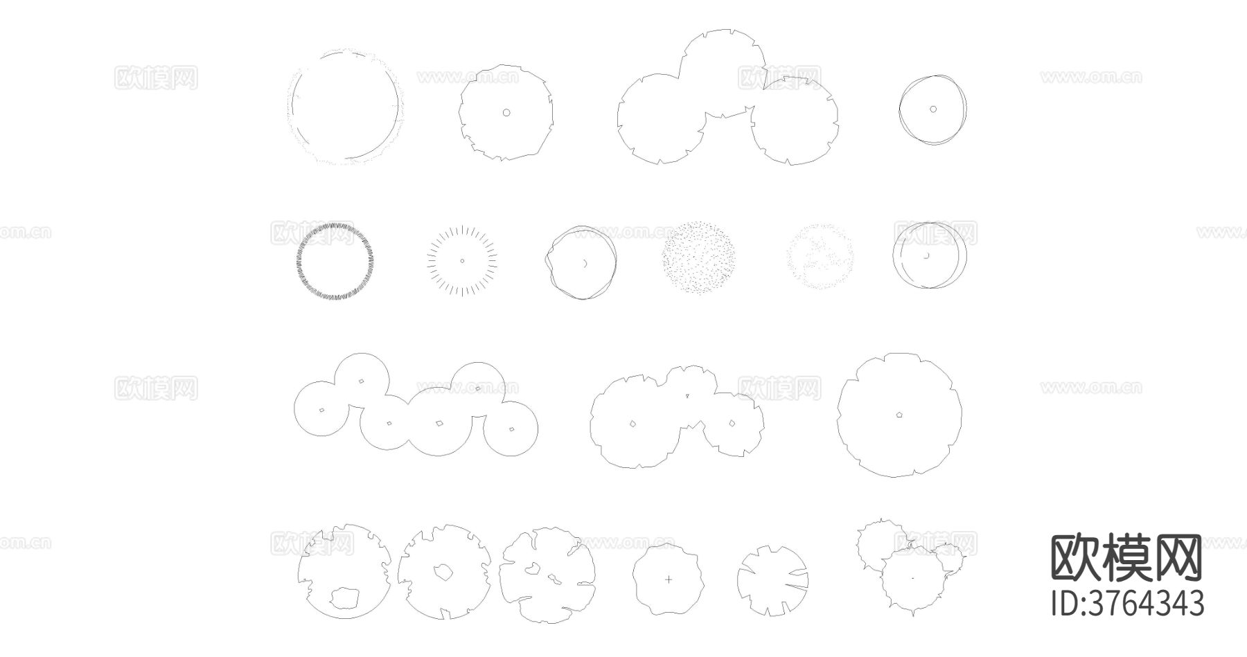 平面树简单的树cad图库下载