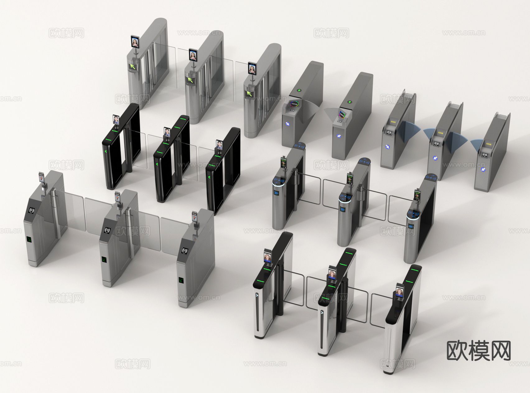 门禁机 闸机 安检门 感应门su模型