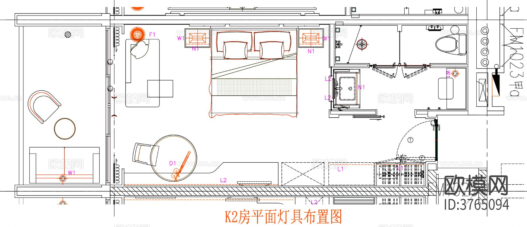 酒店客房 酒店房间 客房平面图 房间平面布局 客房平面布置cad施工图