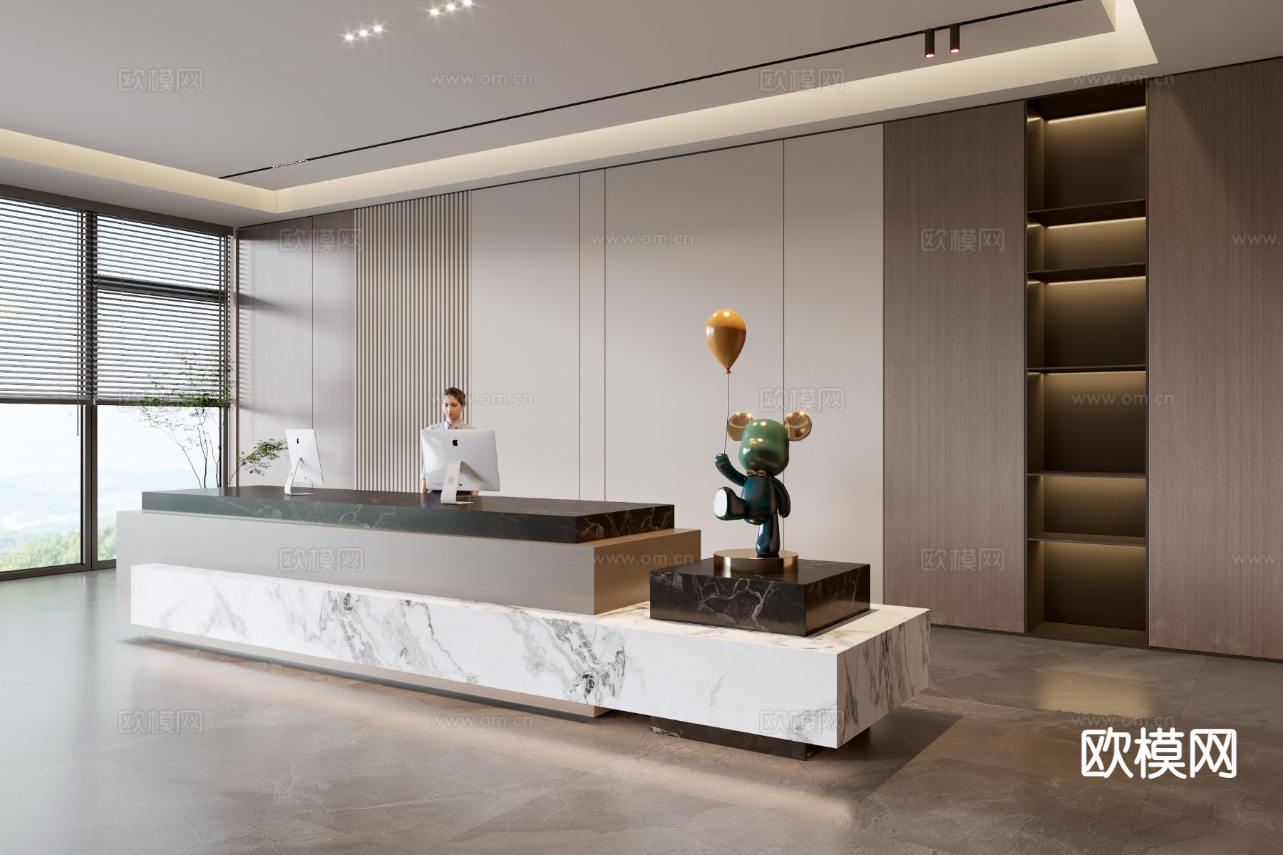 现代公司前台su模型下载（渲染图2）