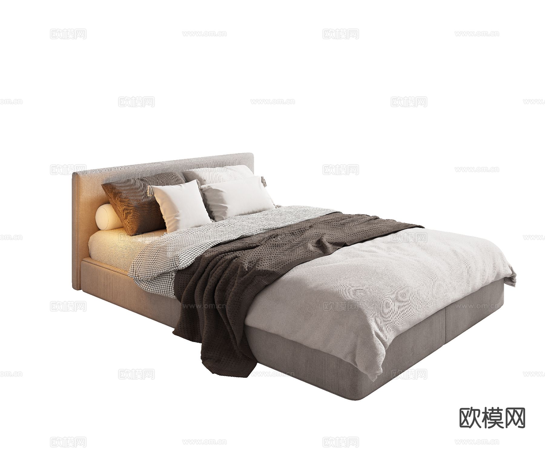 现代单人床su模型下载（渲染图2）