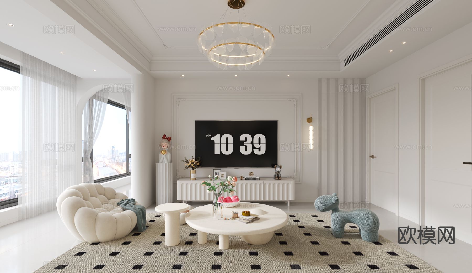 法式客餐厅3d模型下载（渲染图2）