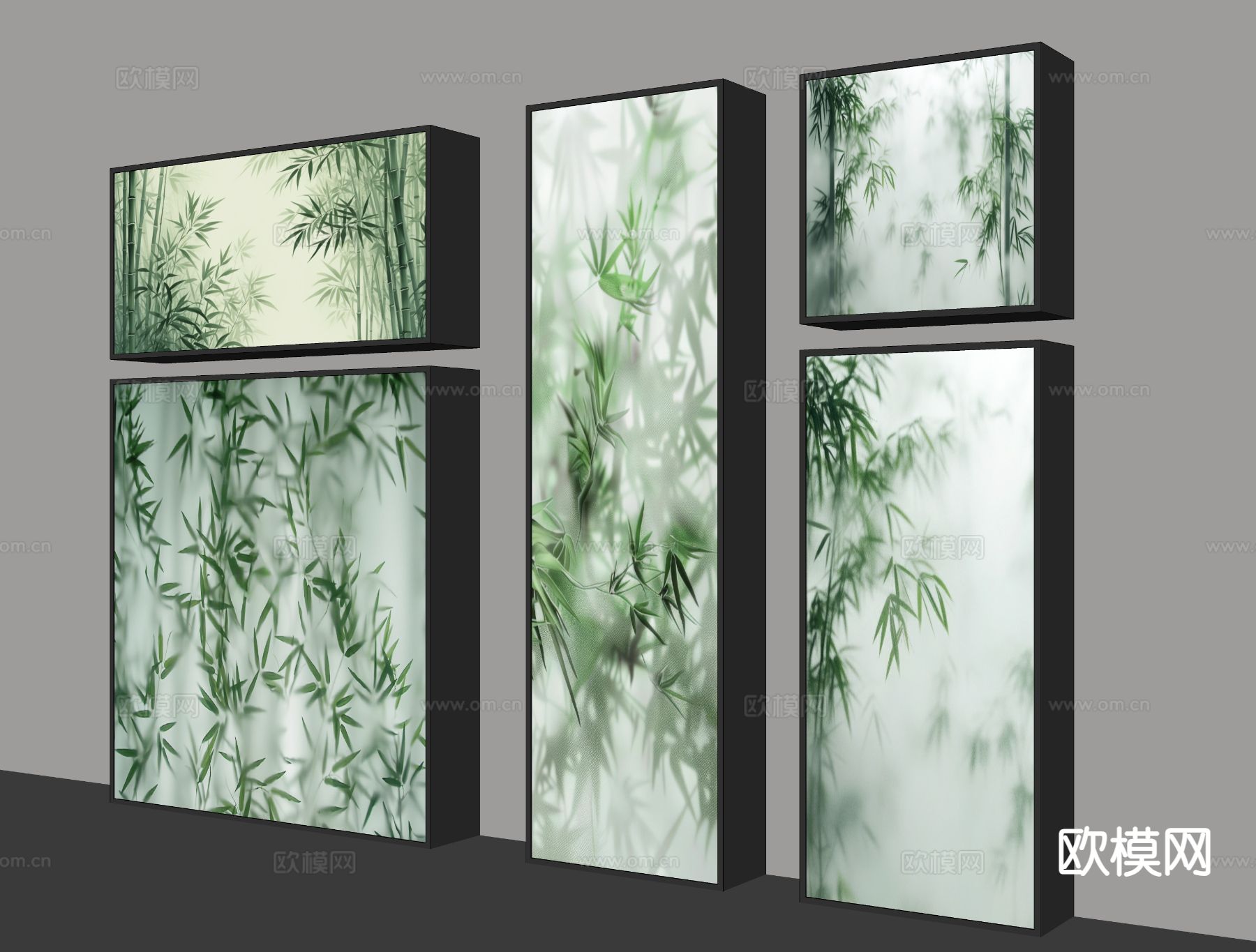 现代磨砂玻璃灯箱 装饰灯箱su模型下载（渲染图1）